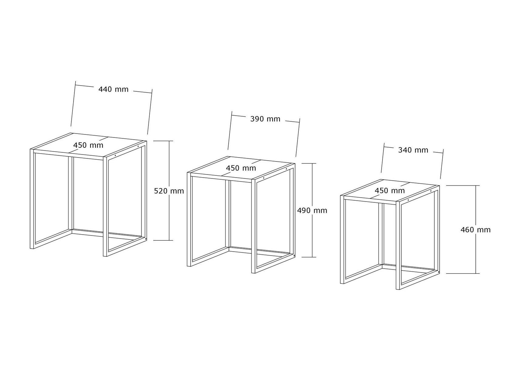 Conjunto de mesas auxiliares Kailua 2721 (Negro + Antracita)