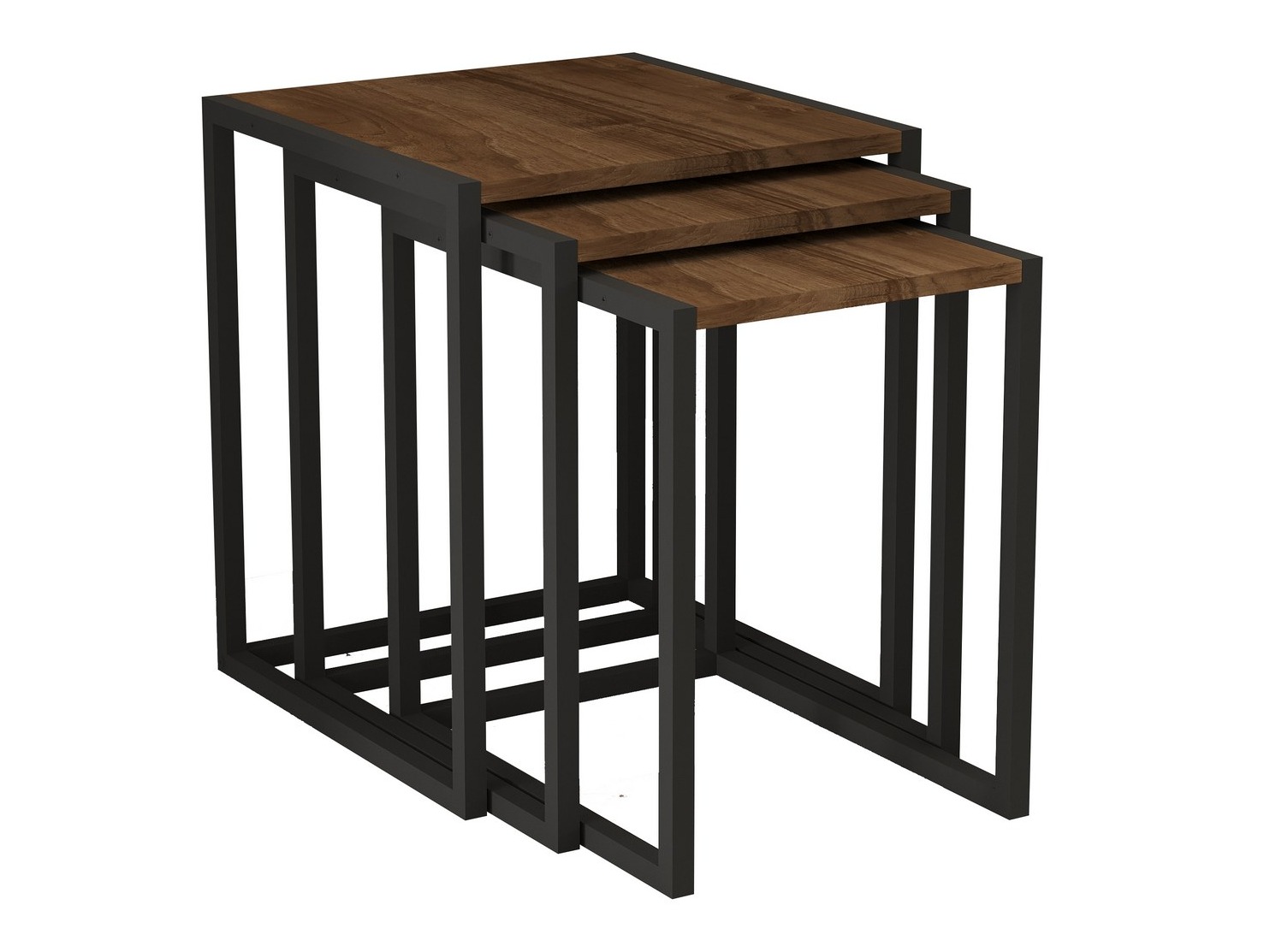 Conjunto de mesas auxiliares Kailua 2721 (Negro + Nogal)