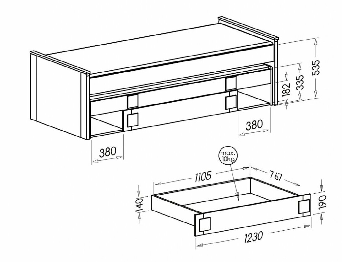 Cama Elmenou 115 (Blanco + Antracita)