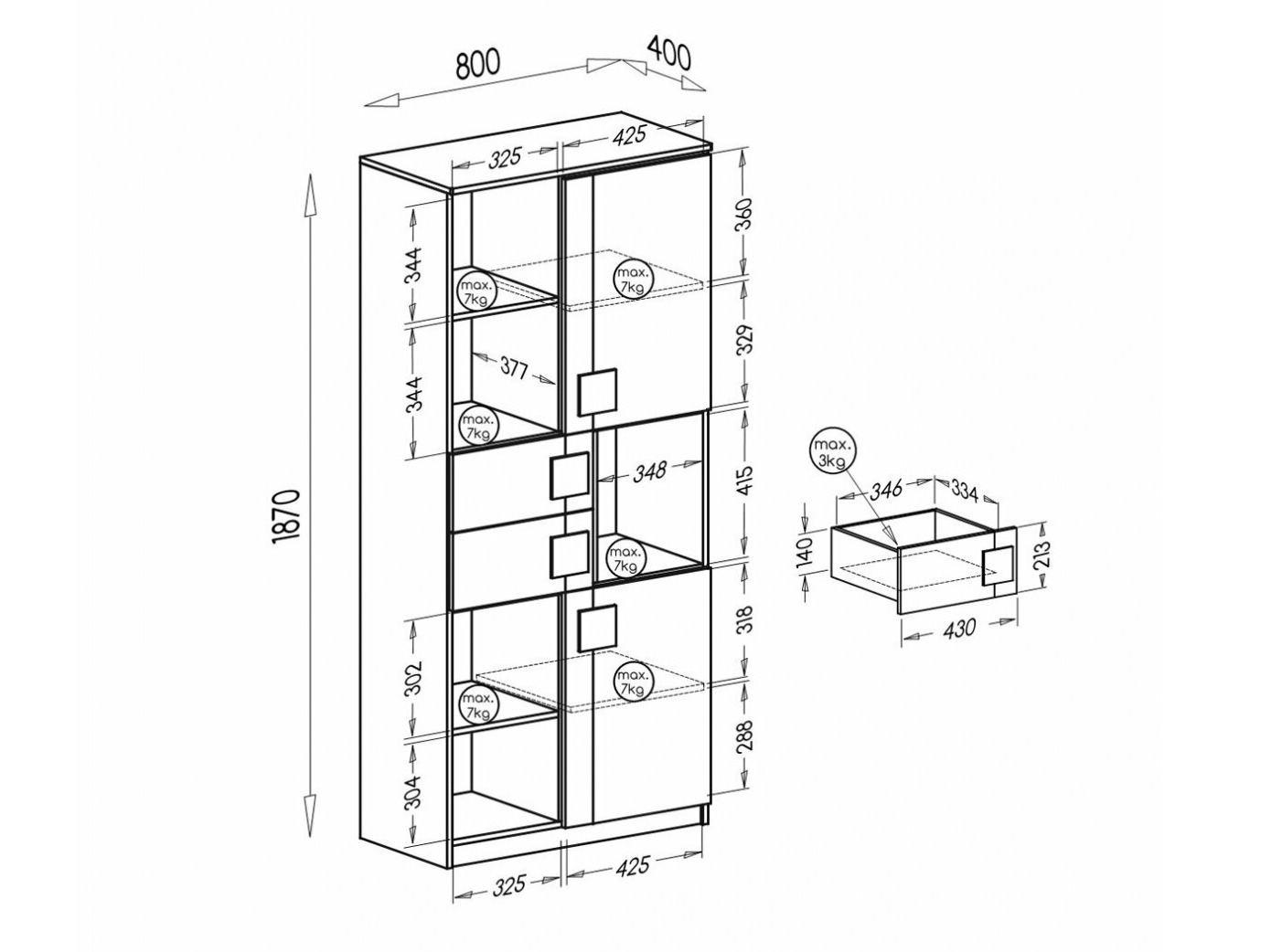 Estantería Elmenou 101 (Blanco + Antracita)
