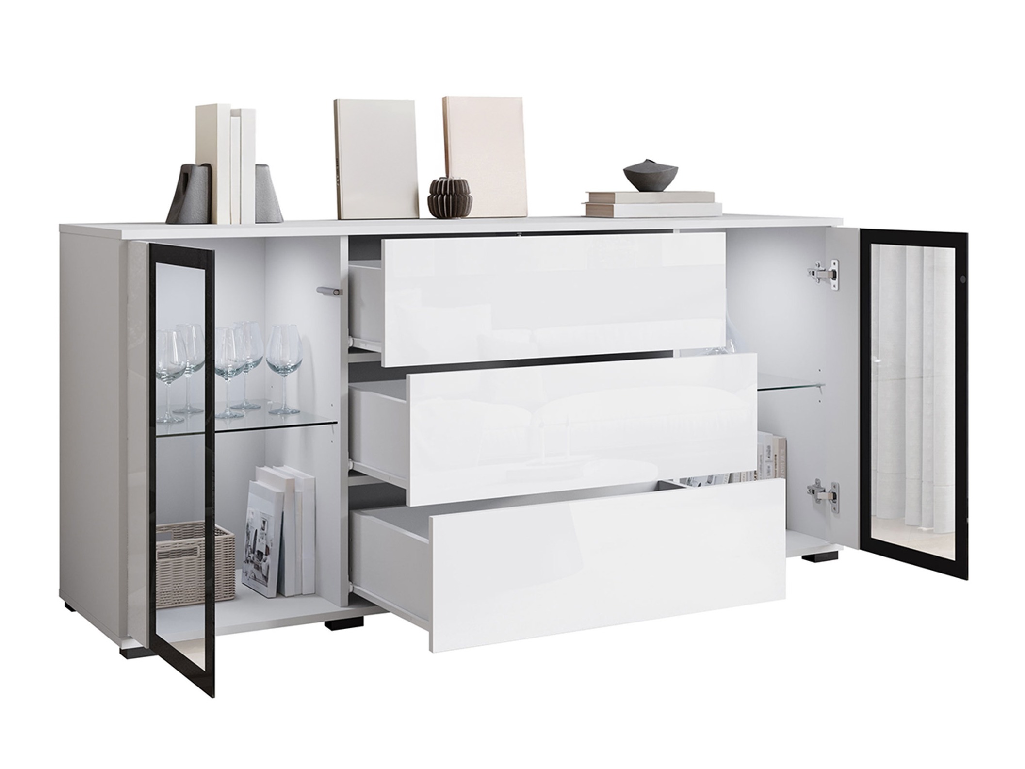 Cómoda Torcame 101 (Blanco + Blanco brillante)