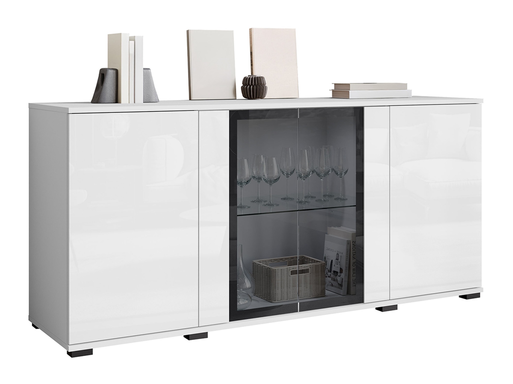 Aparador Torcame 102 (Blanco + Blanco brillante)