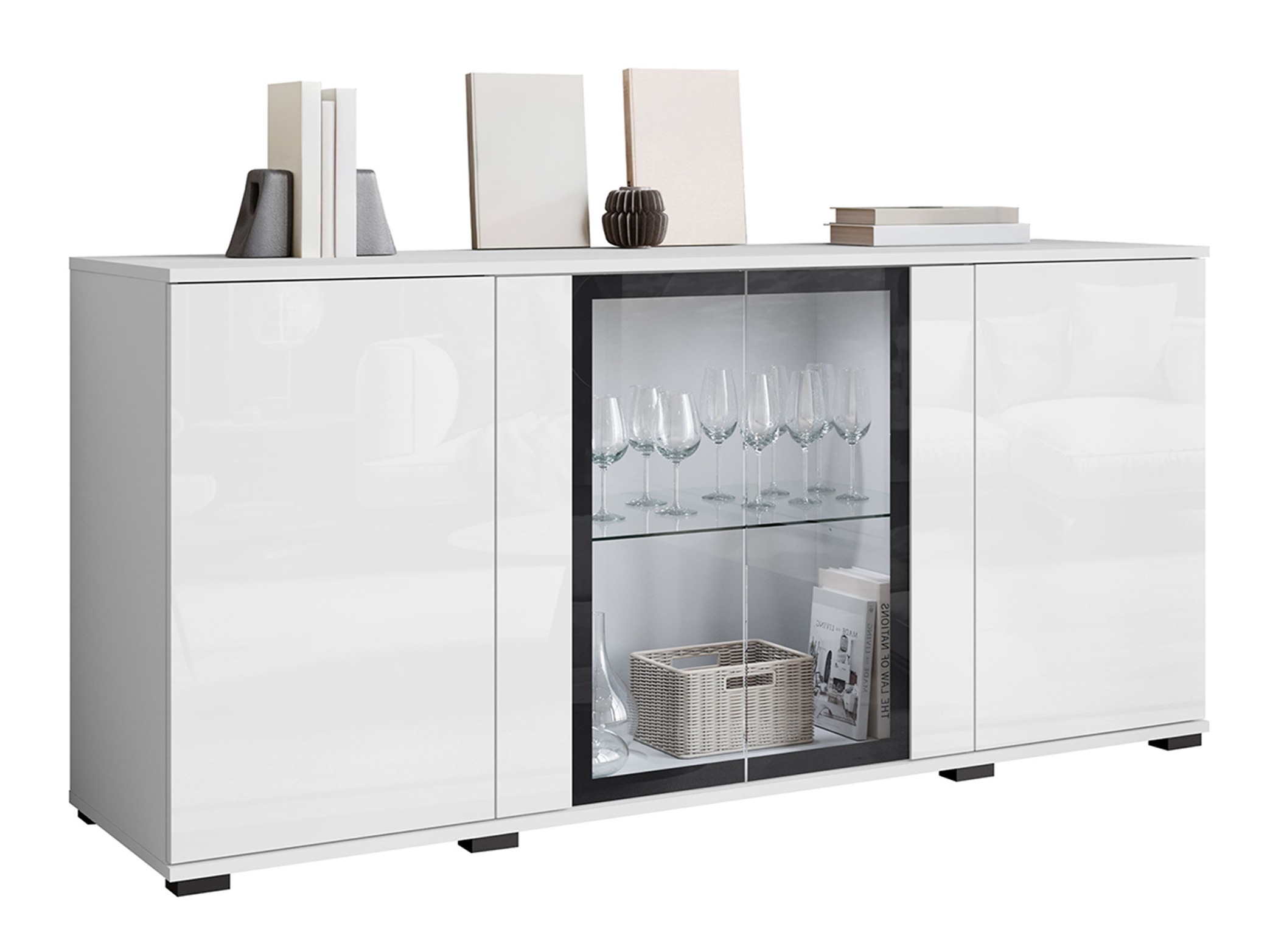 Aparador Torcame 102 (Blanco + Blanco brillante)