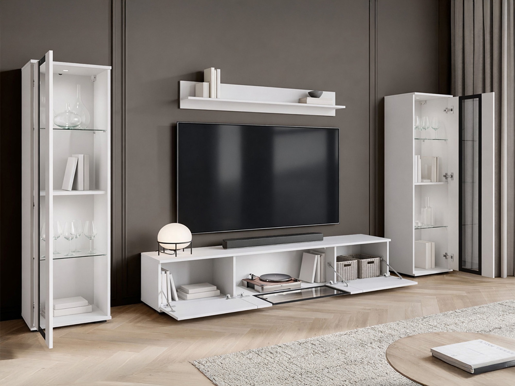 Conjunto de salón Torcame 103 (Blanco + Blanco brillante)