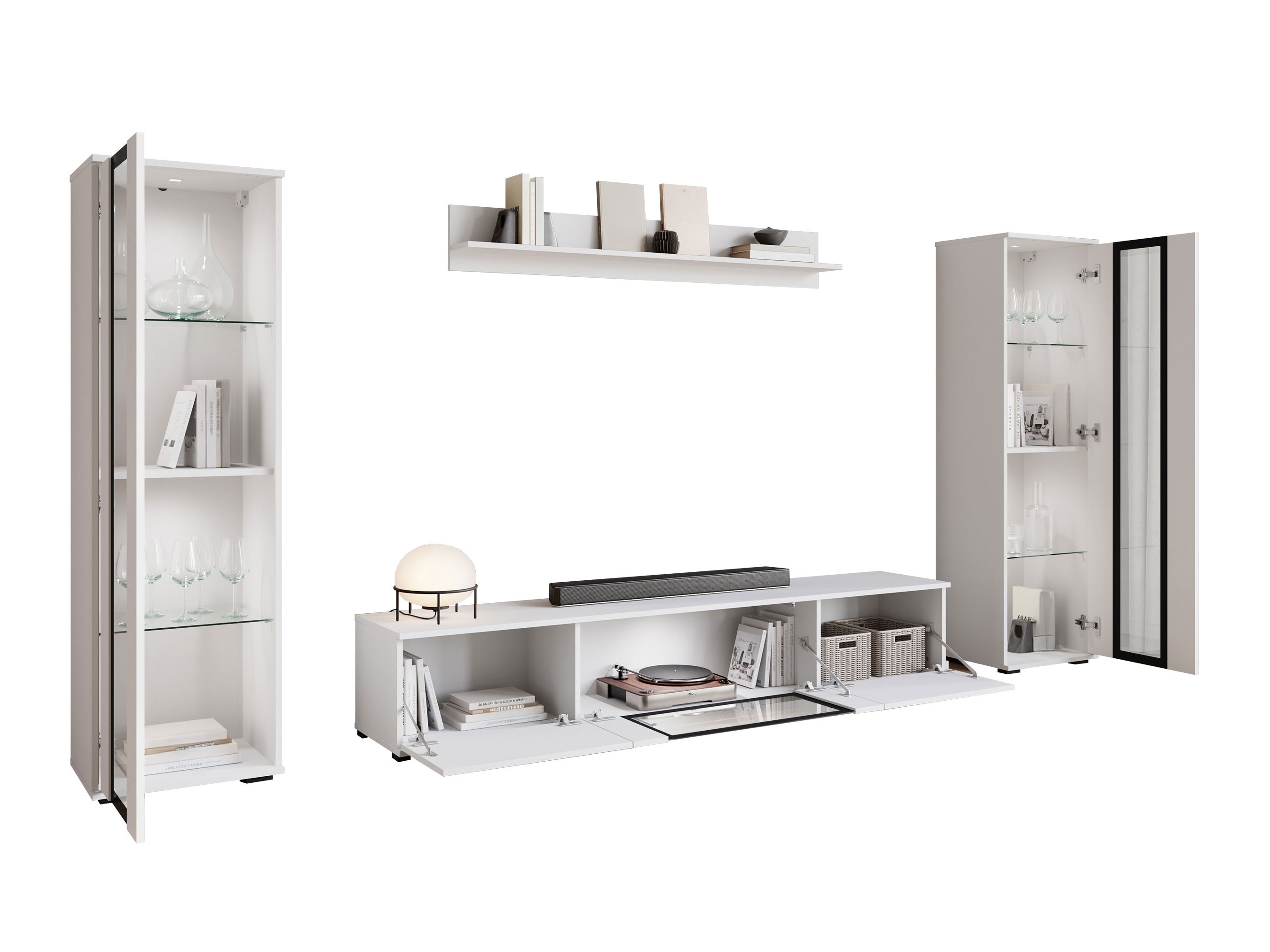 Conjunto de salón Torcame 103 (Blanco + Blanco brillante)