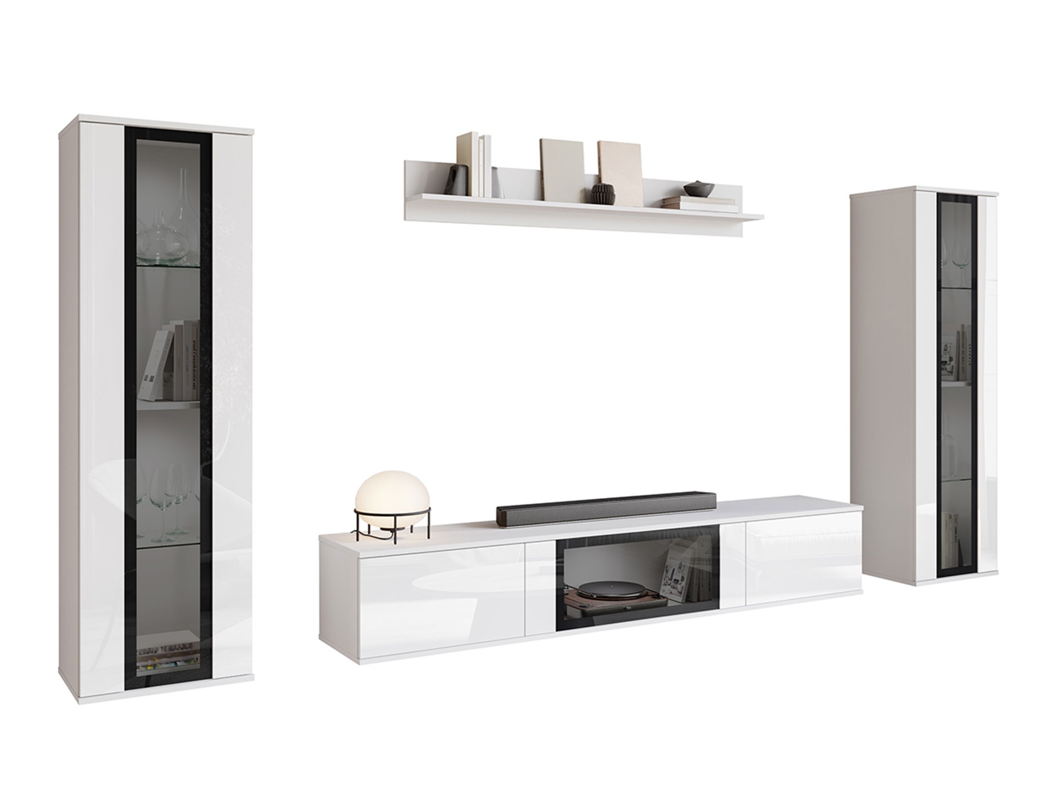 Conjunto de salón Torcame 103 (Blanco + Blanco brillante)