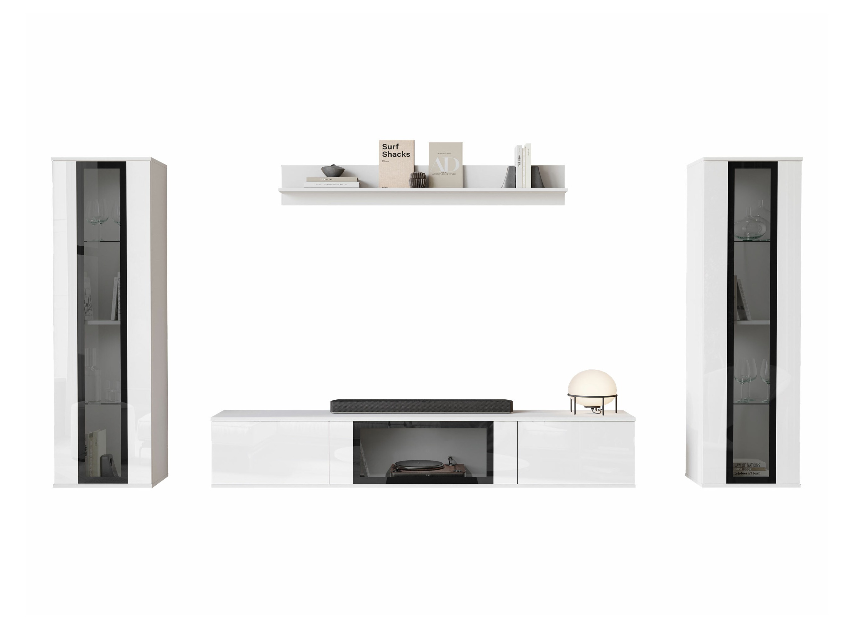 Conjunto de salón Torcame 103 (Blanco + Blanco brillante)