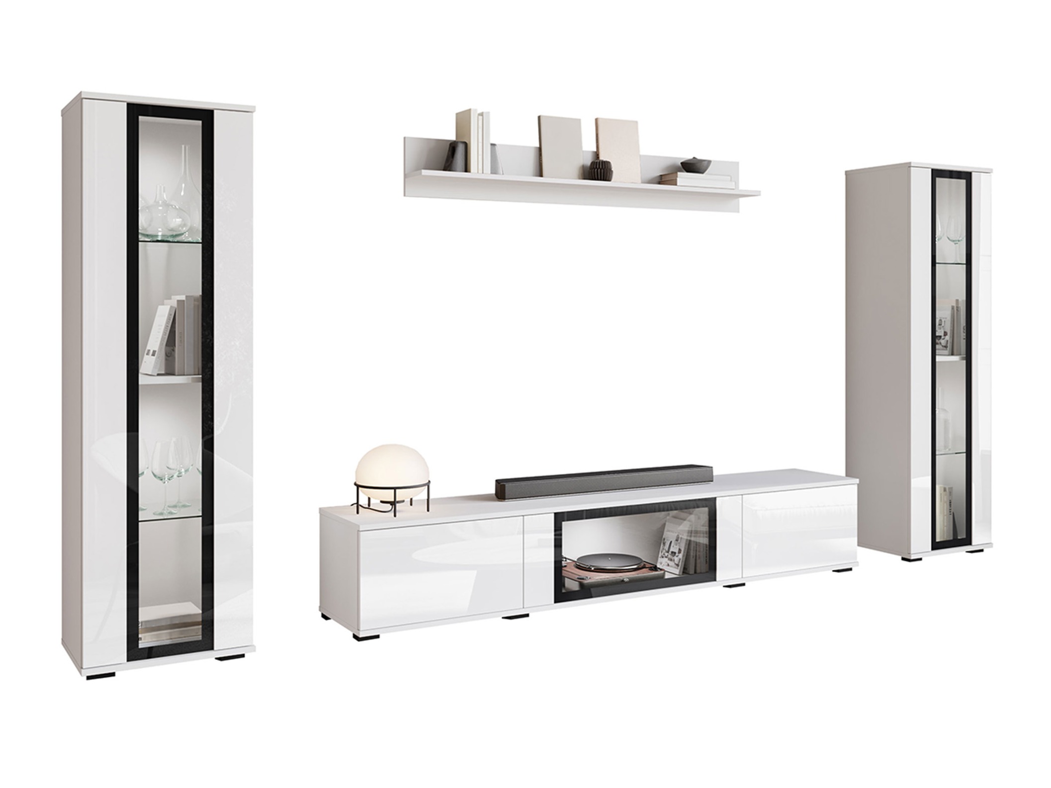 Conjunto de salón Torcame 103 (Blanco + Blanco brillante)