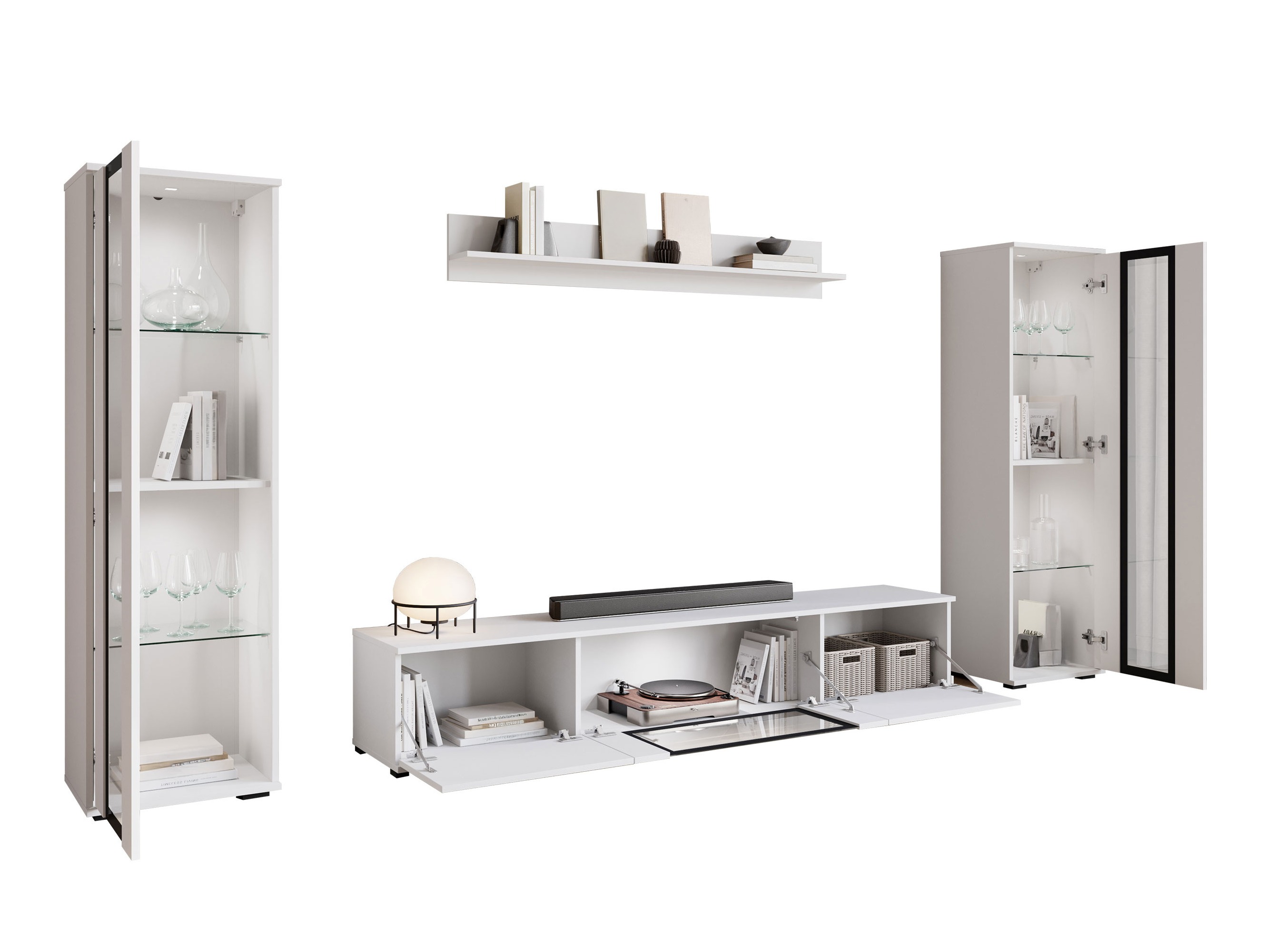 Conjunto de salón Torcame 103 (Roble wotan + Blanco brillante)