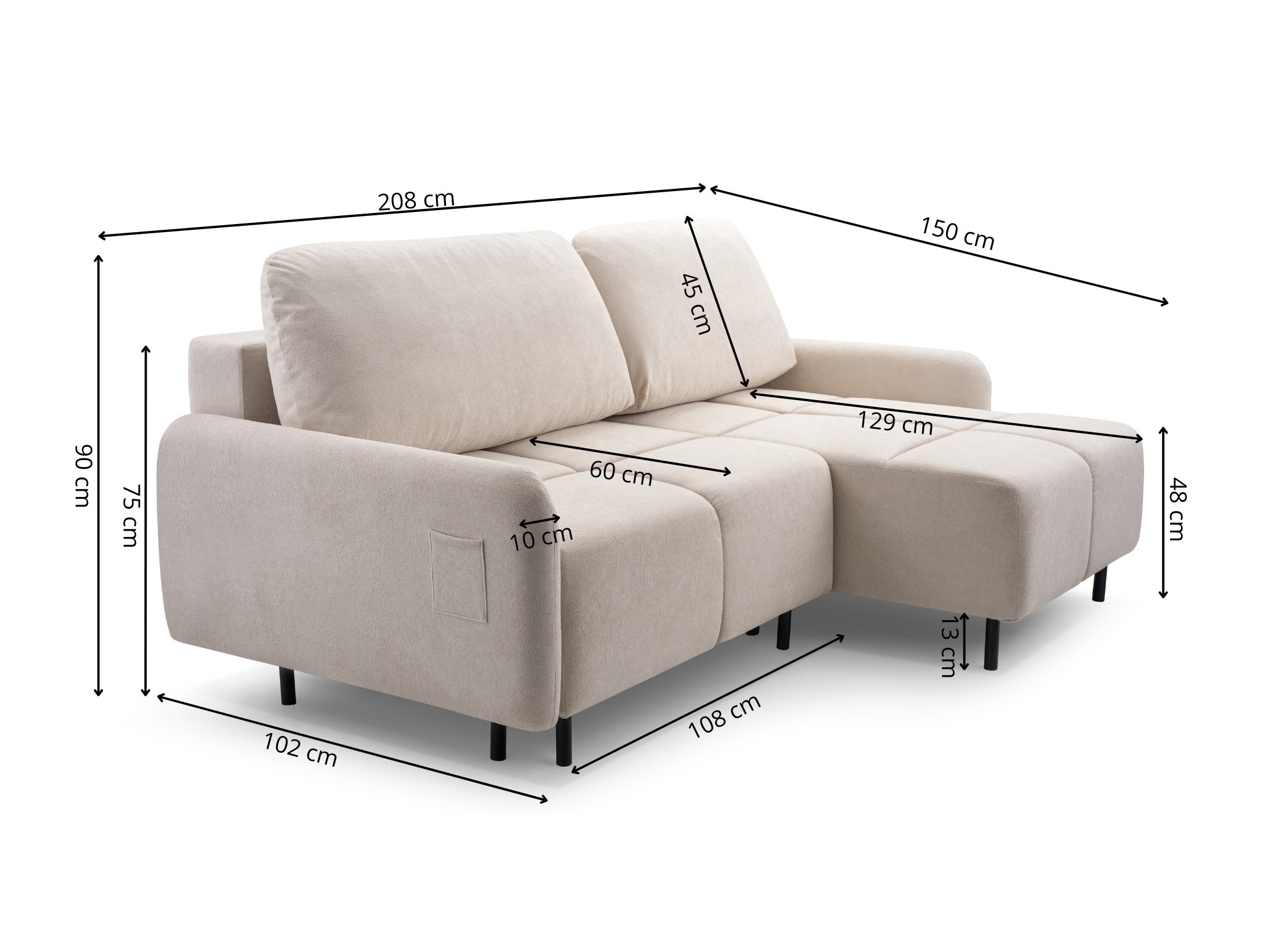 Sofá rinconero Lufkin 155 (Gerra 80)