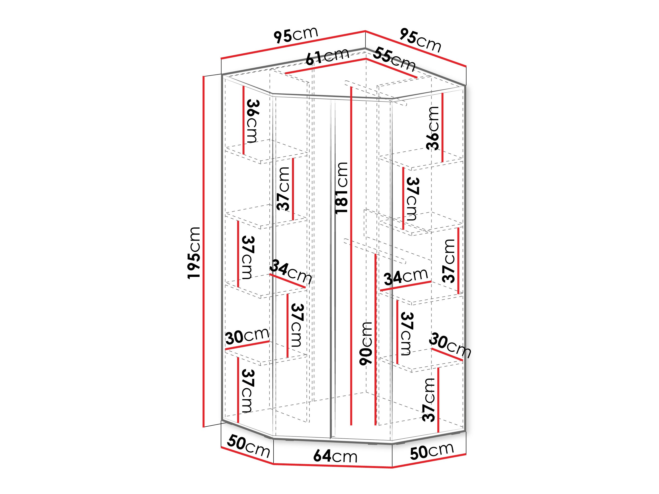 Armario de rincón Fiosono 101 (Eucalipto + Roble)
