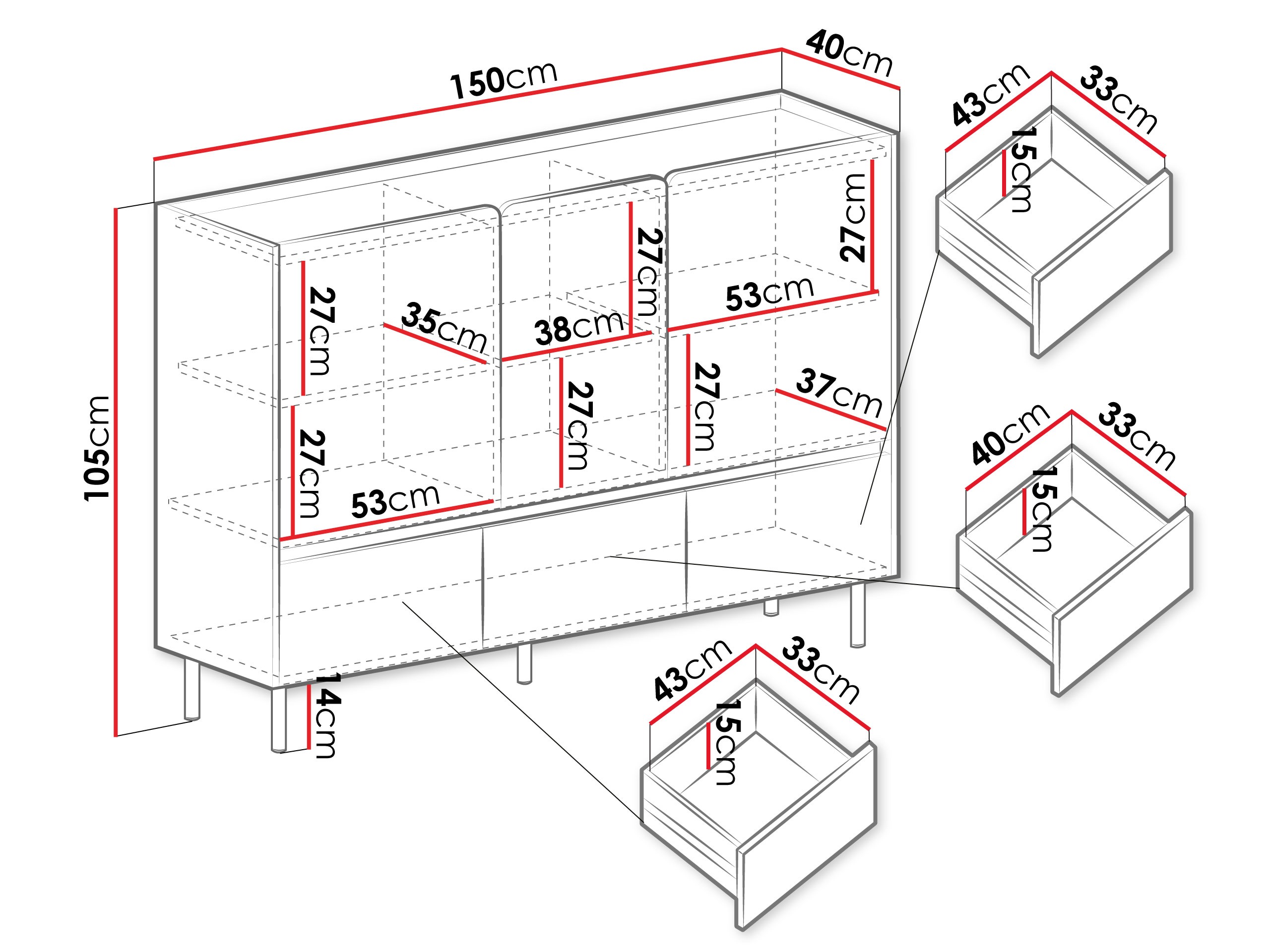 Cómoda Fiosono 106 (Eucalipto + Roble)