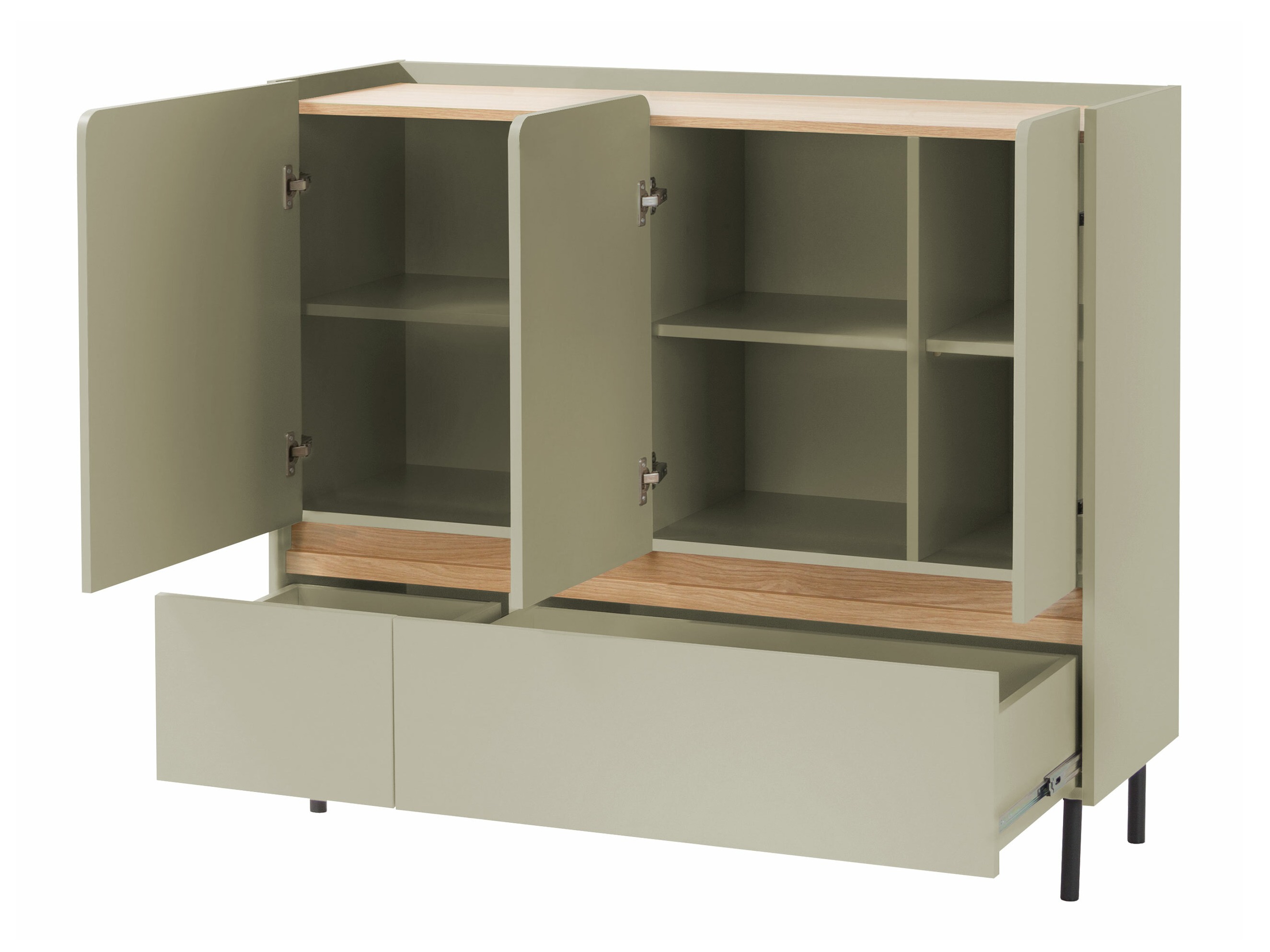 Cómoda Fiosono 106 (Verde polvoriento + Roble)