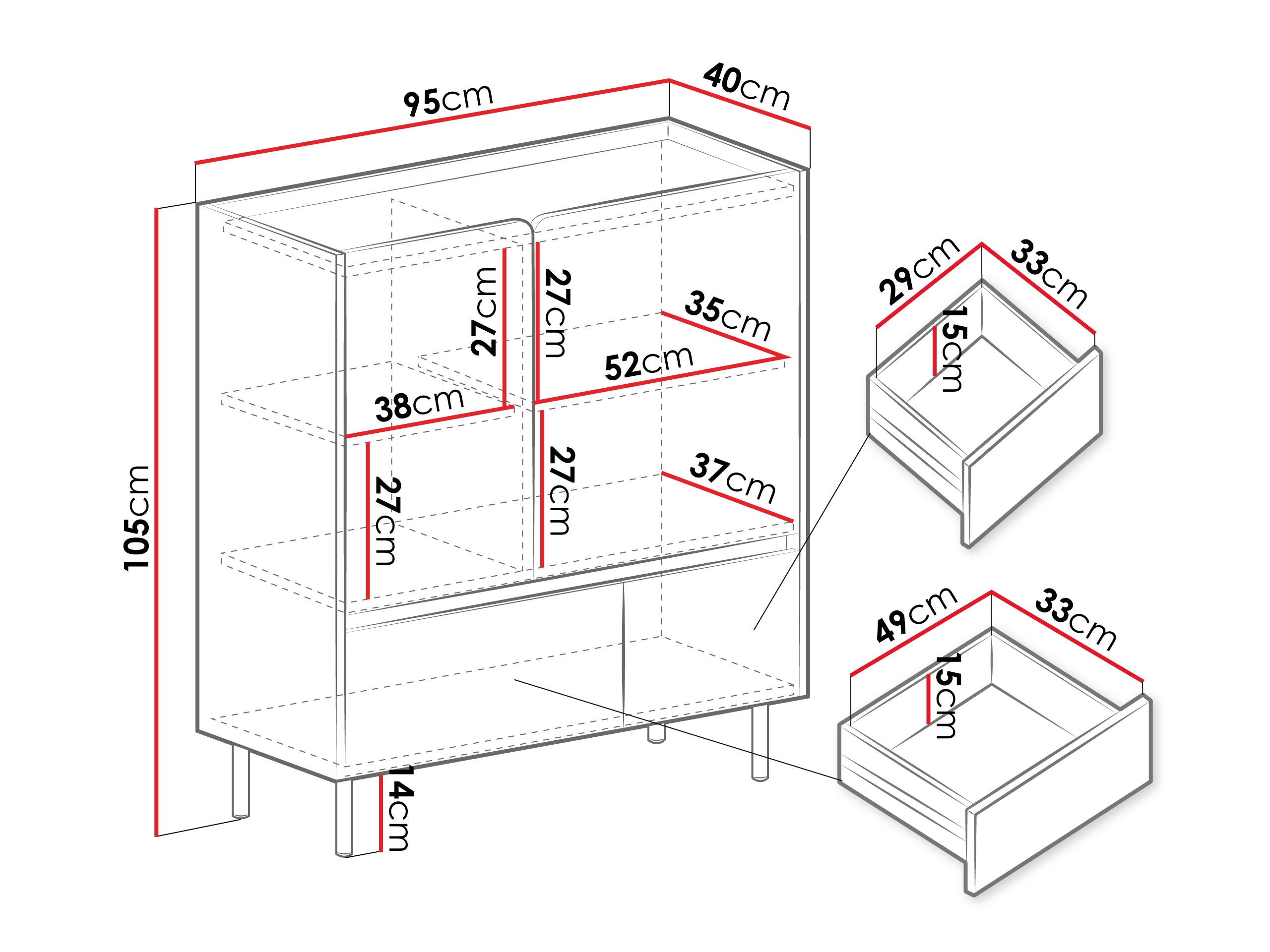 Cómoda Fiosono 108 (Verde polvoriento + Roble)