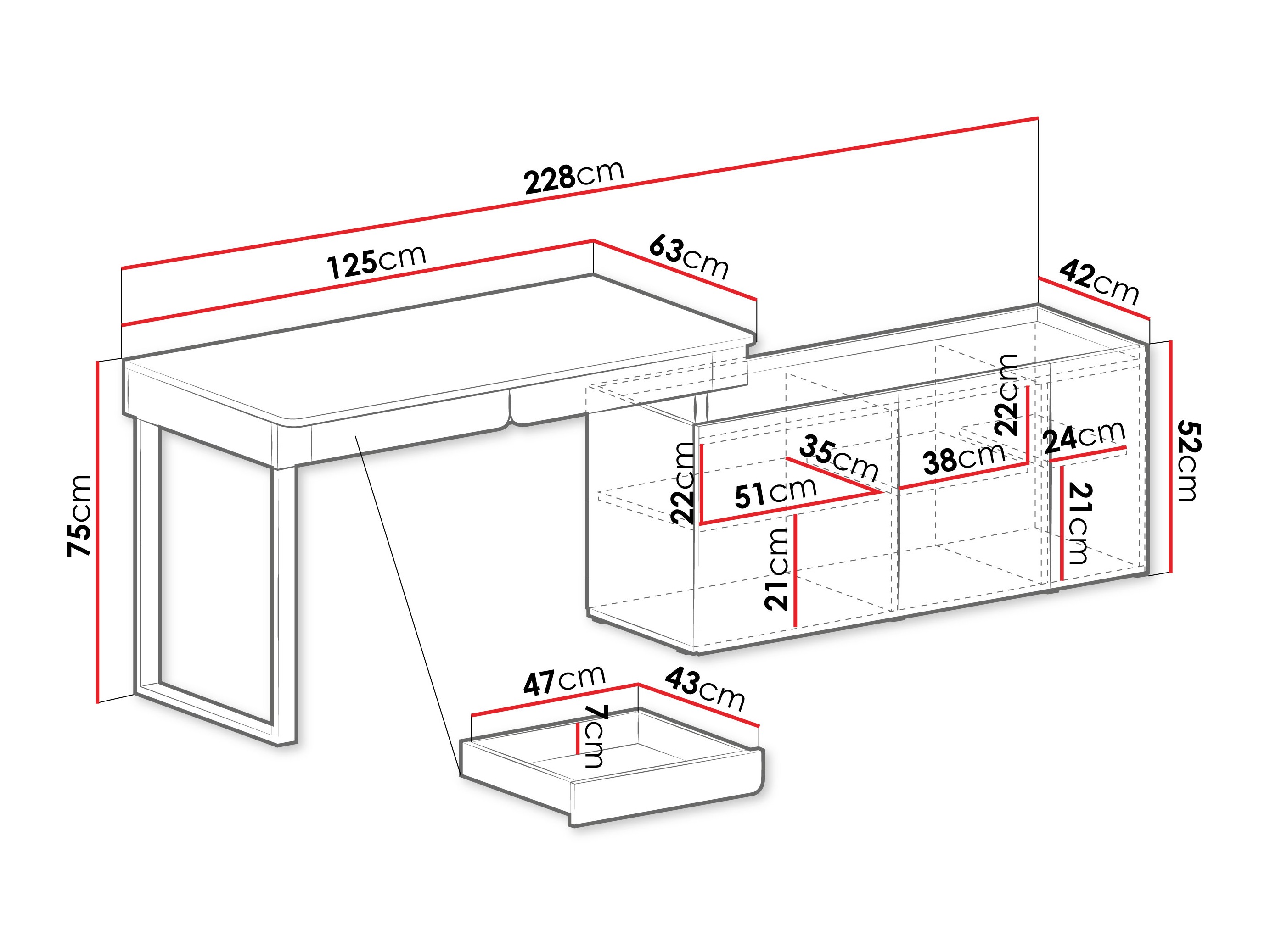 Mesa de ordenador esquinera Fiosono 110 (Beige + Roble)