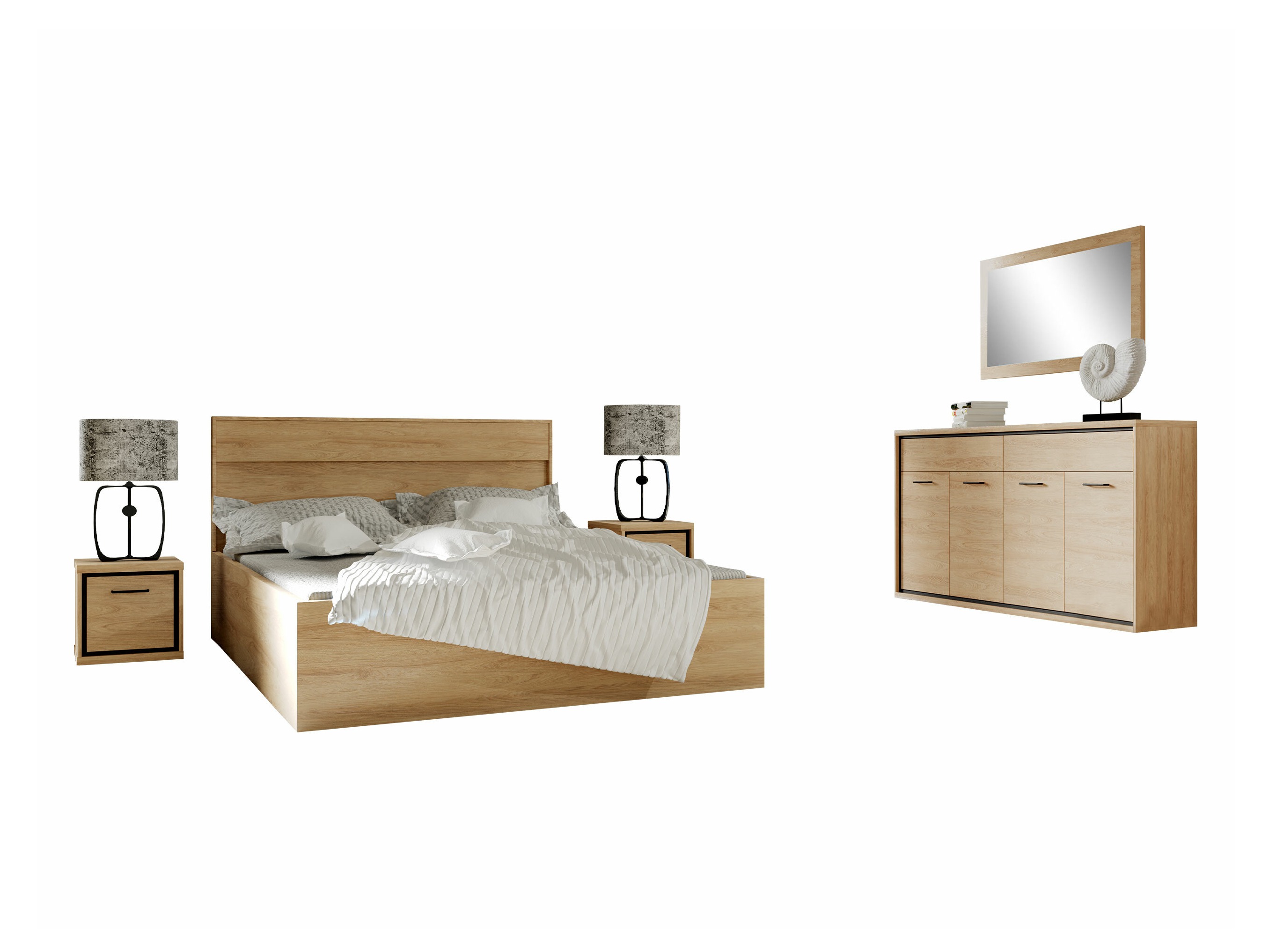 Conjunto de dormitorio Etrmoni 122 (Luminoso madera)