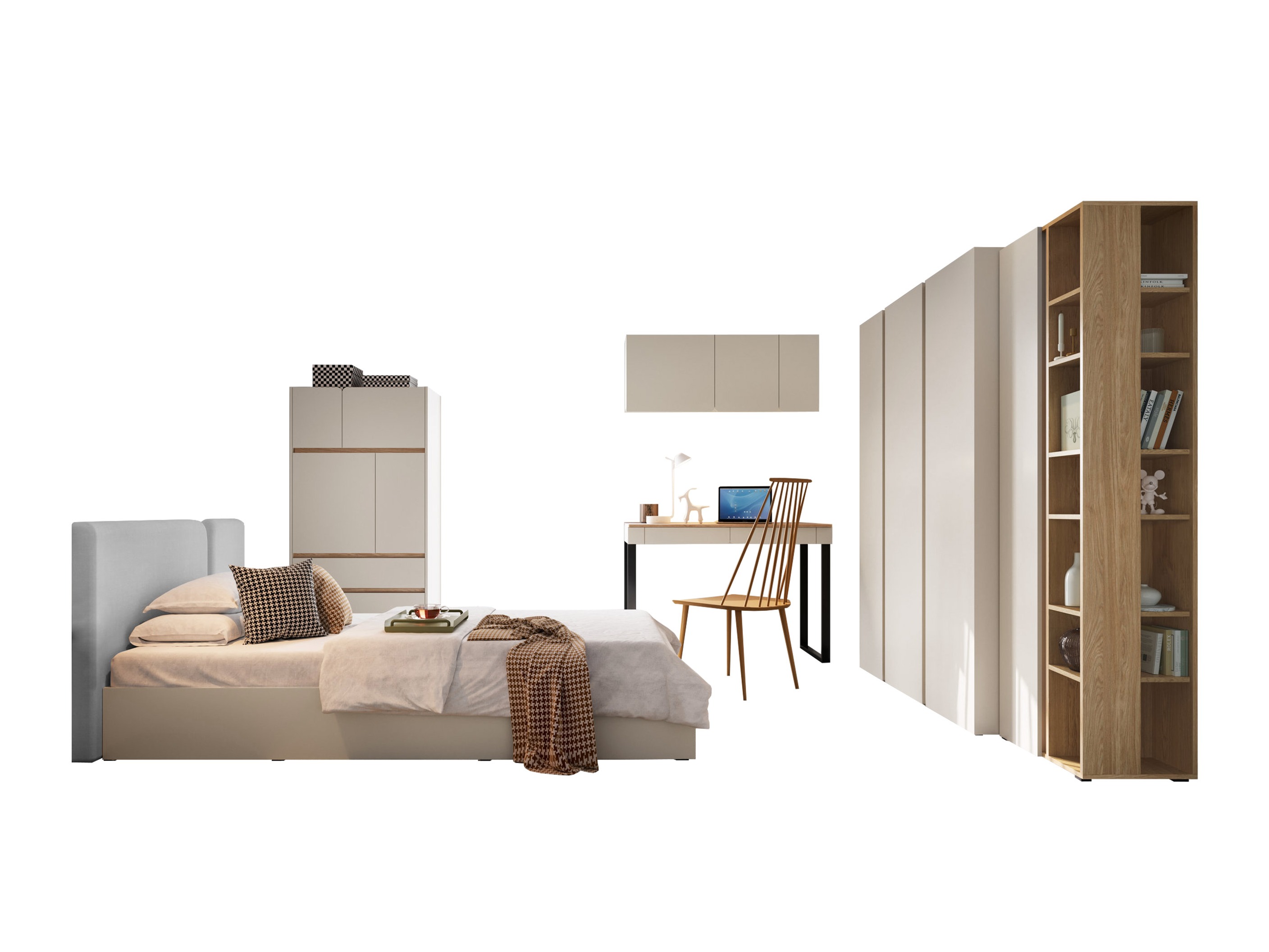 Conjunto de dormitorio Fiosono 113 (Beige + Roble)