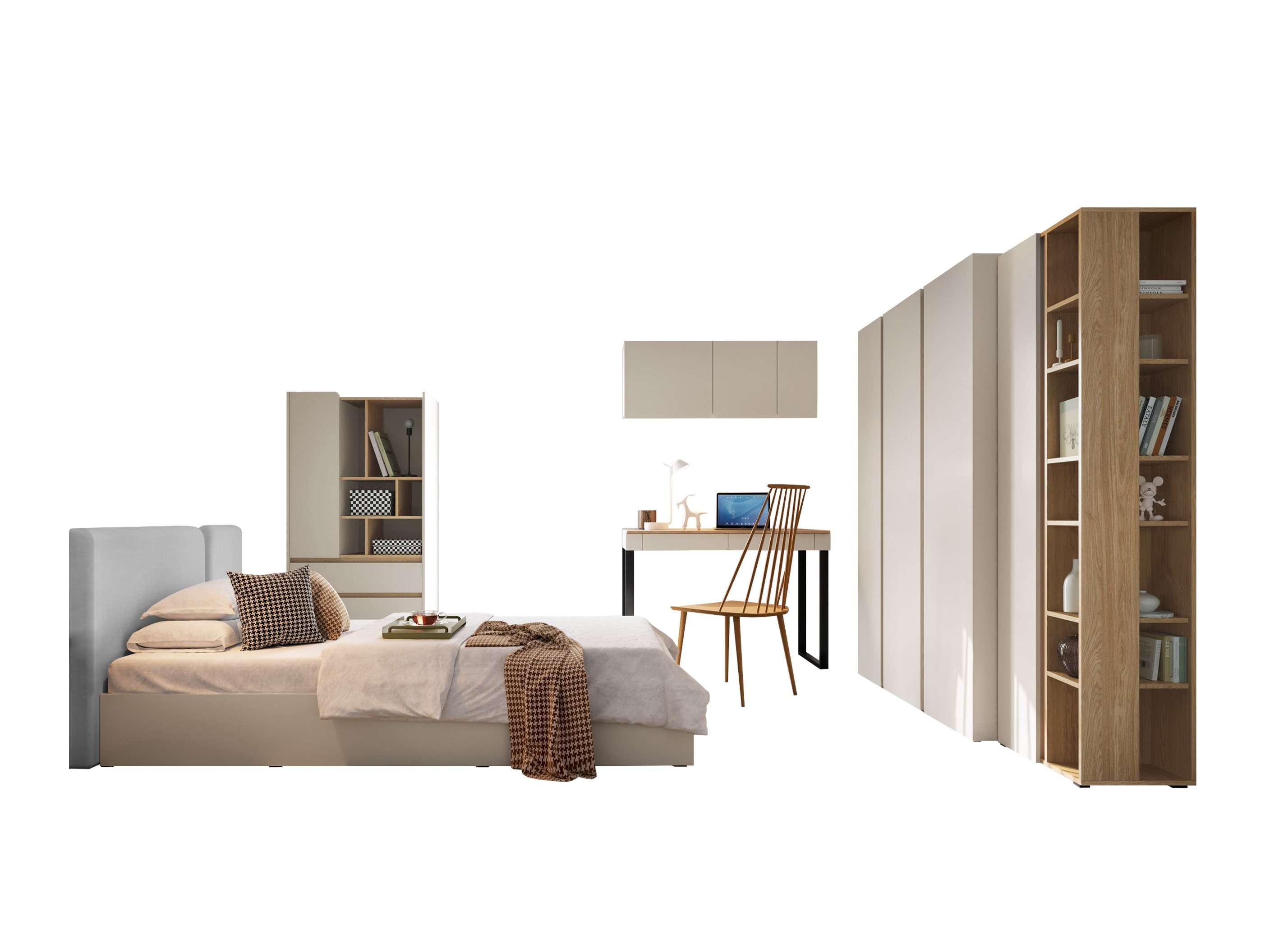 Conjuntos de muebles Fiosono 114 (Beige + Roble claro)