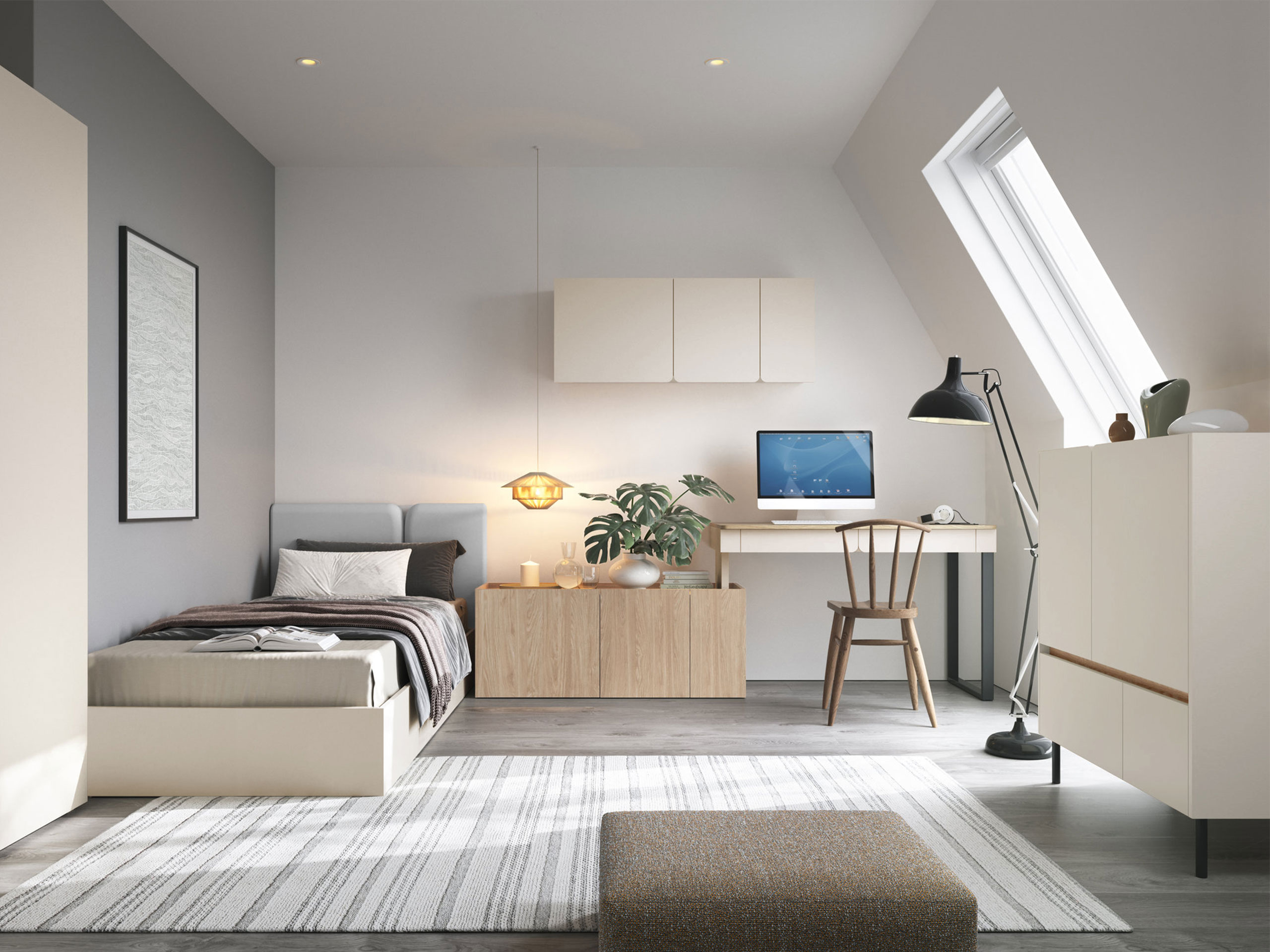 Conjuntos de muebles Fiosono 115 (Beige + Roble)