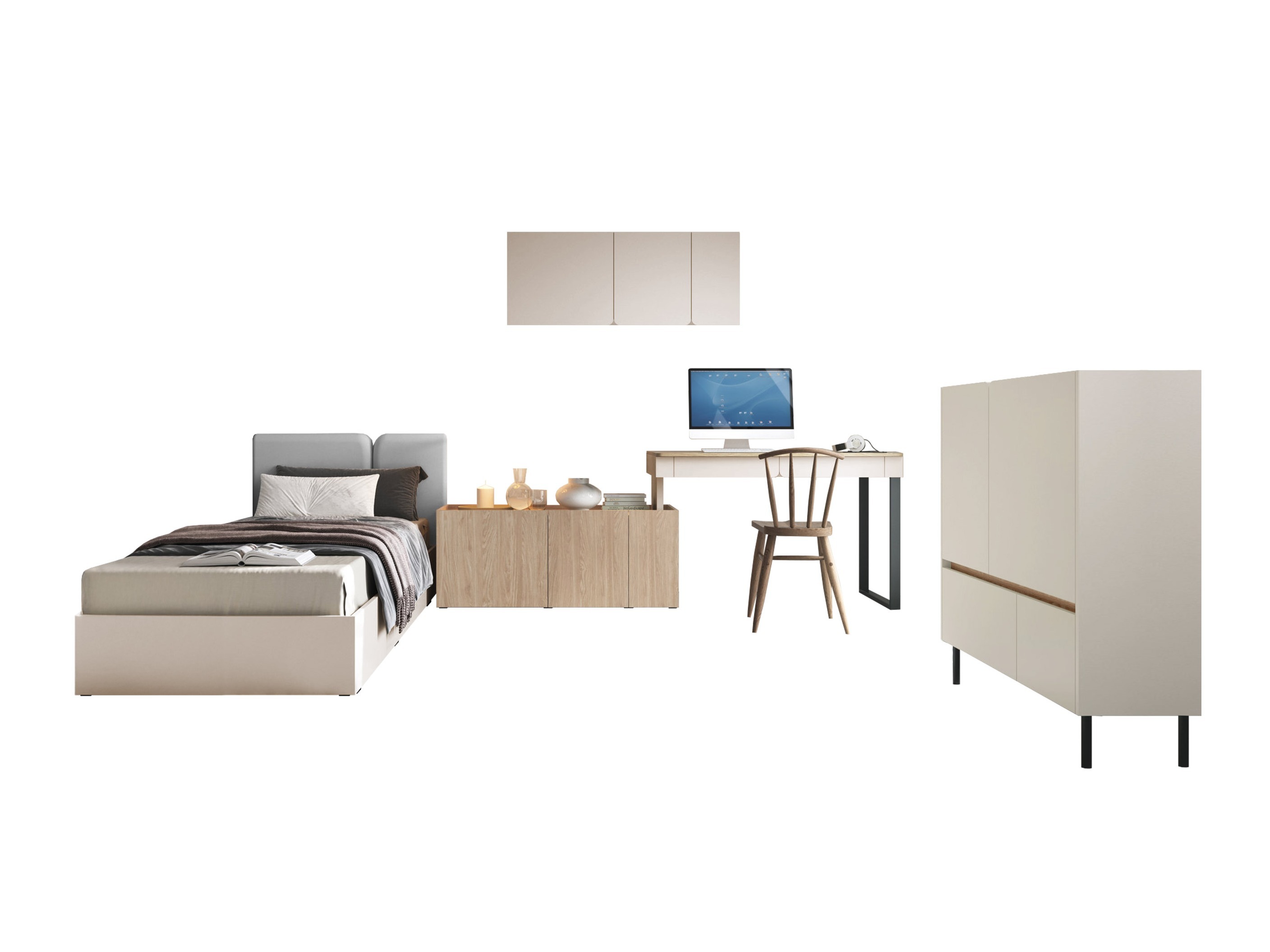 Conjuntos de muebles Fiosono 115 (Beige + Roble)