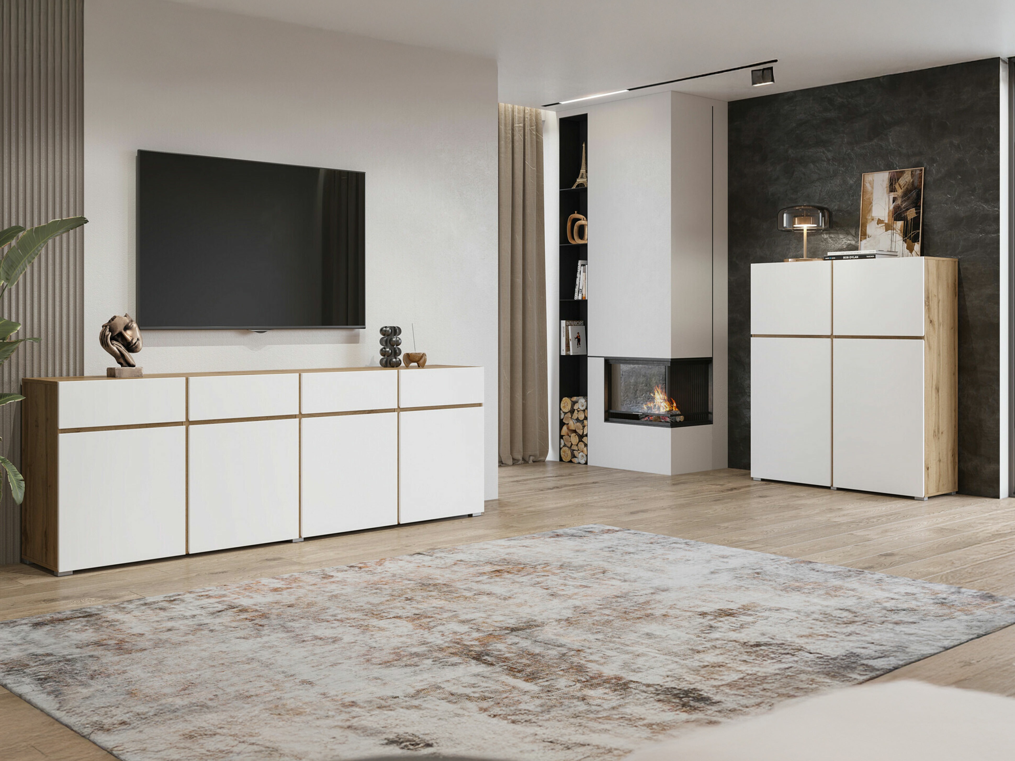 Cómoda Alfere 100 (Roble wotan + Blanco)