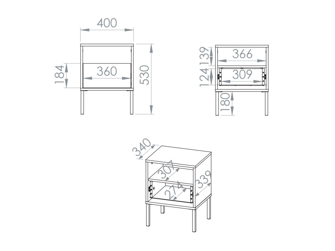 Mesilla de noche Virsalo 104 (Roble)
