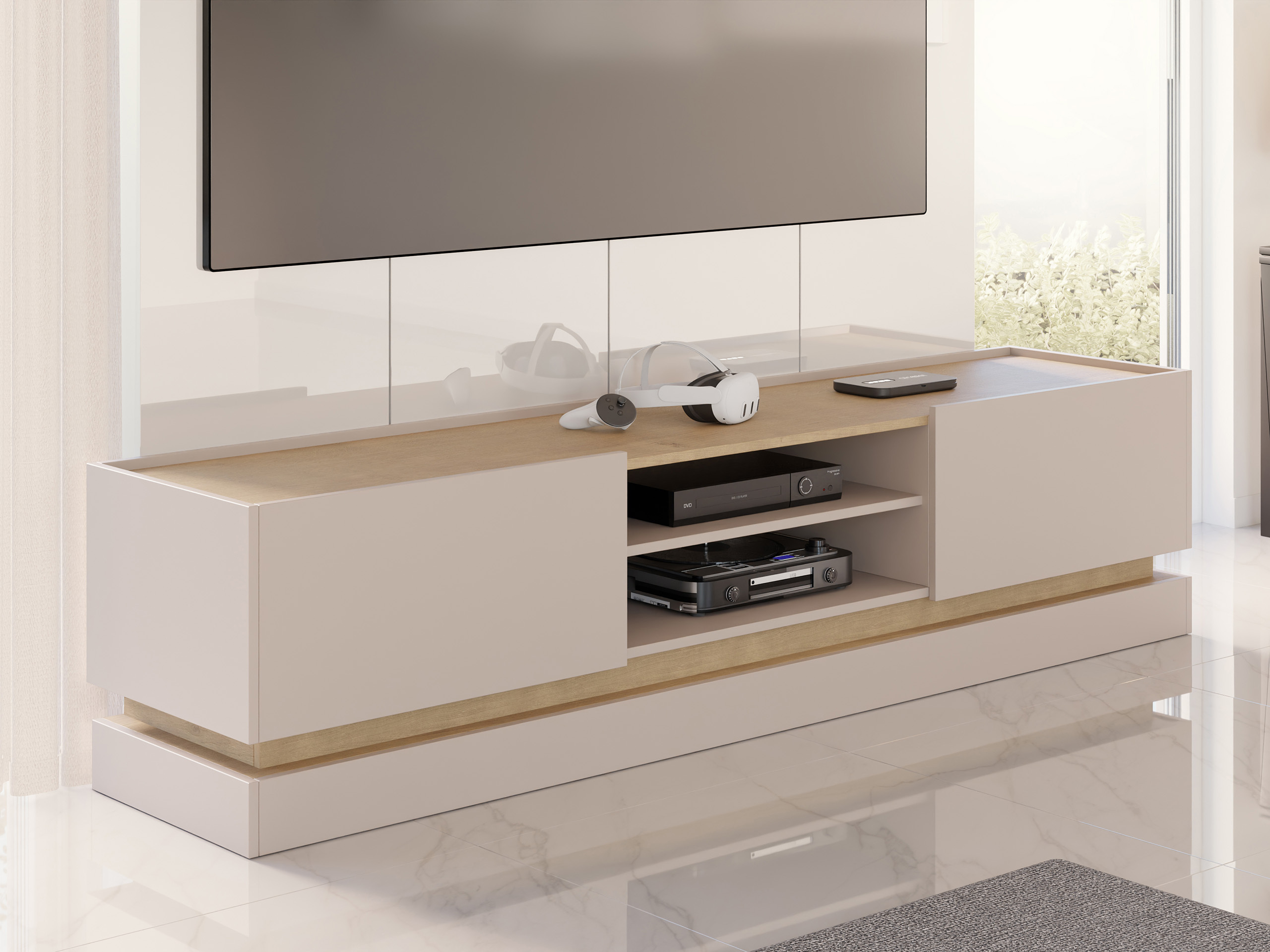 Mueble TV Comfivo Dalvenu 102 (De color marrón claro + Roble)
