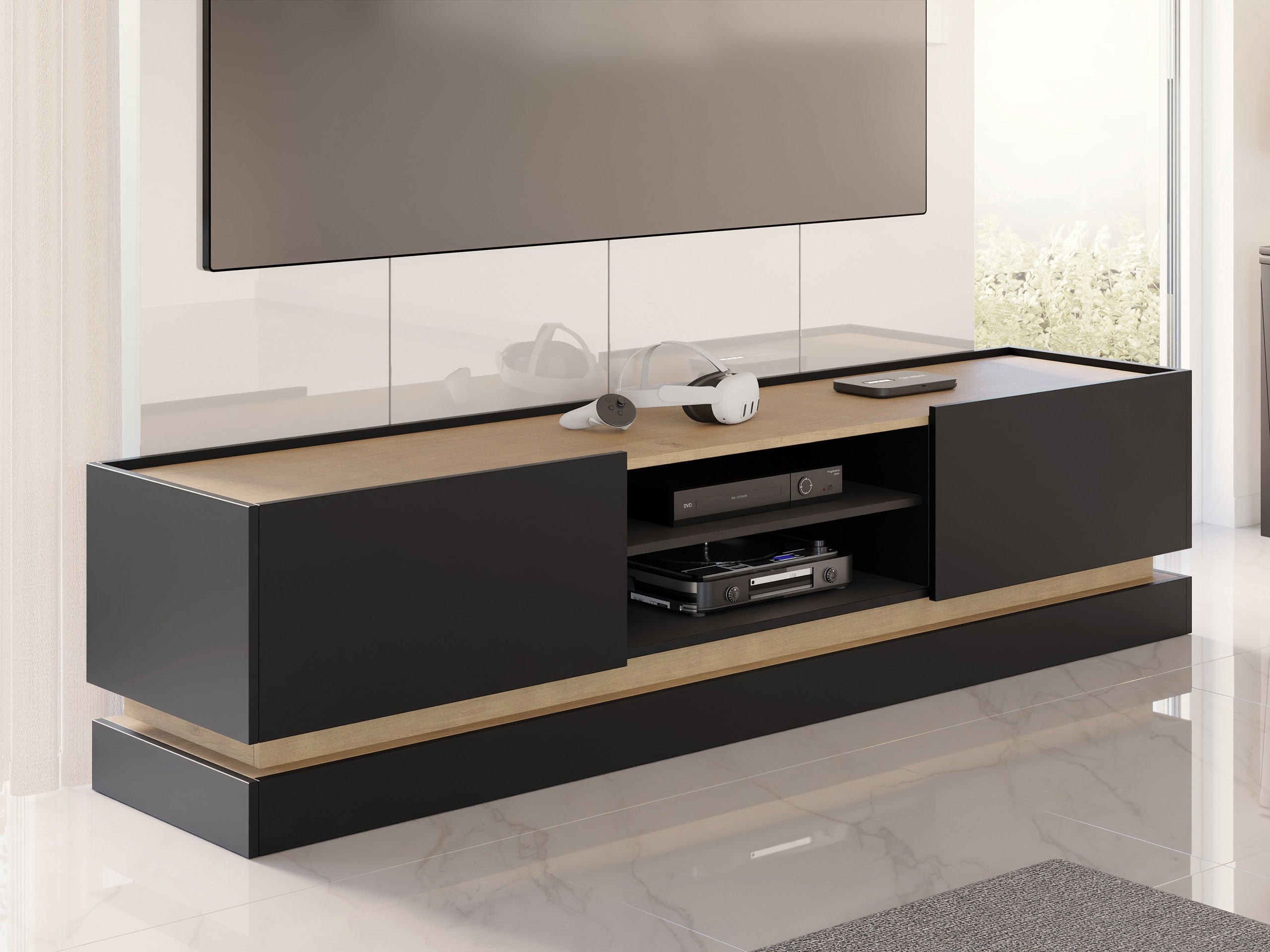 Mueble TV Comfivo Tilia (Negro + Roble)