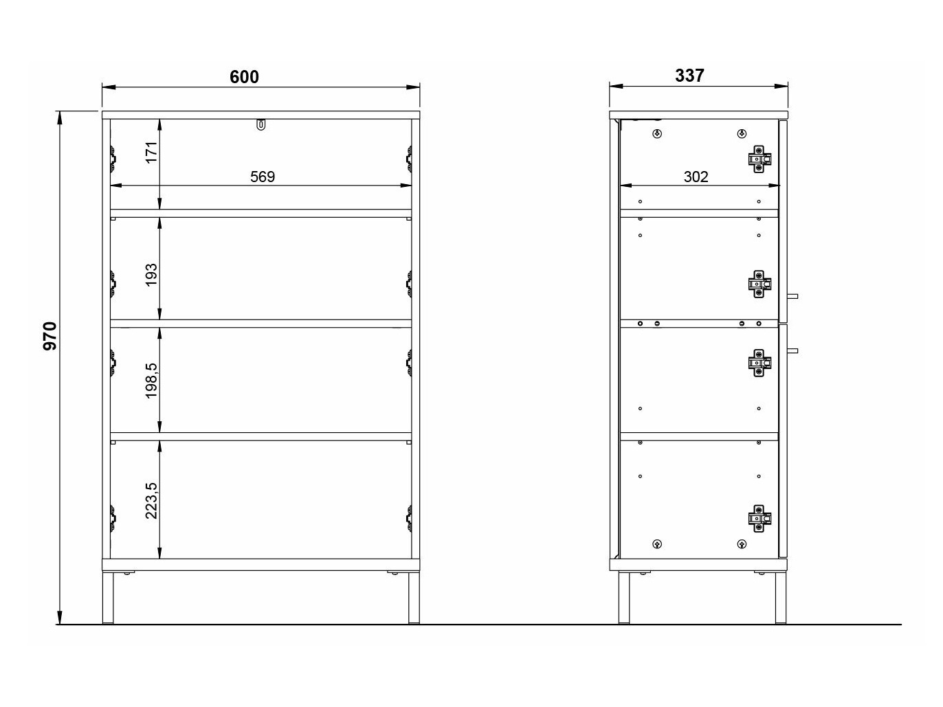 Armario de pie para baño Ruvlevu 102 (Grafito + Navarra roble)