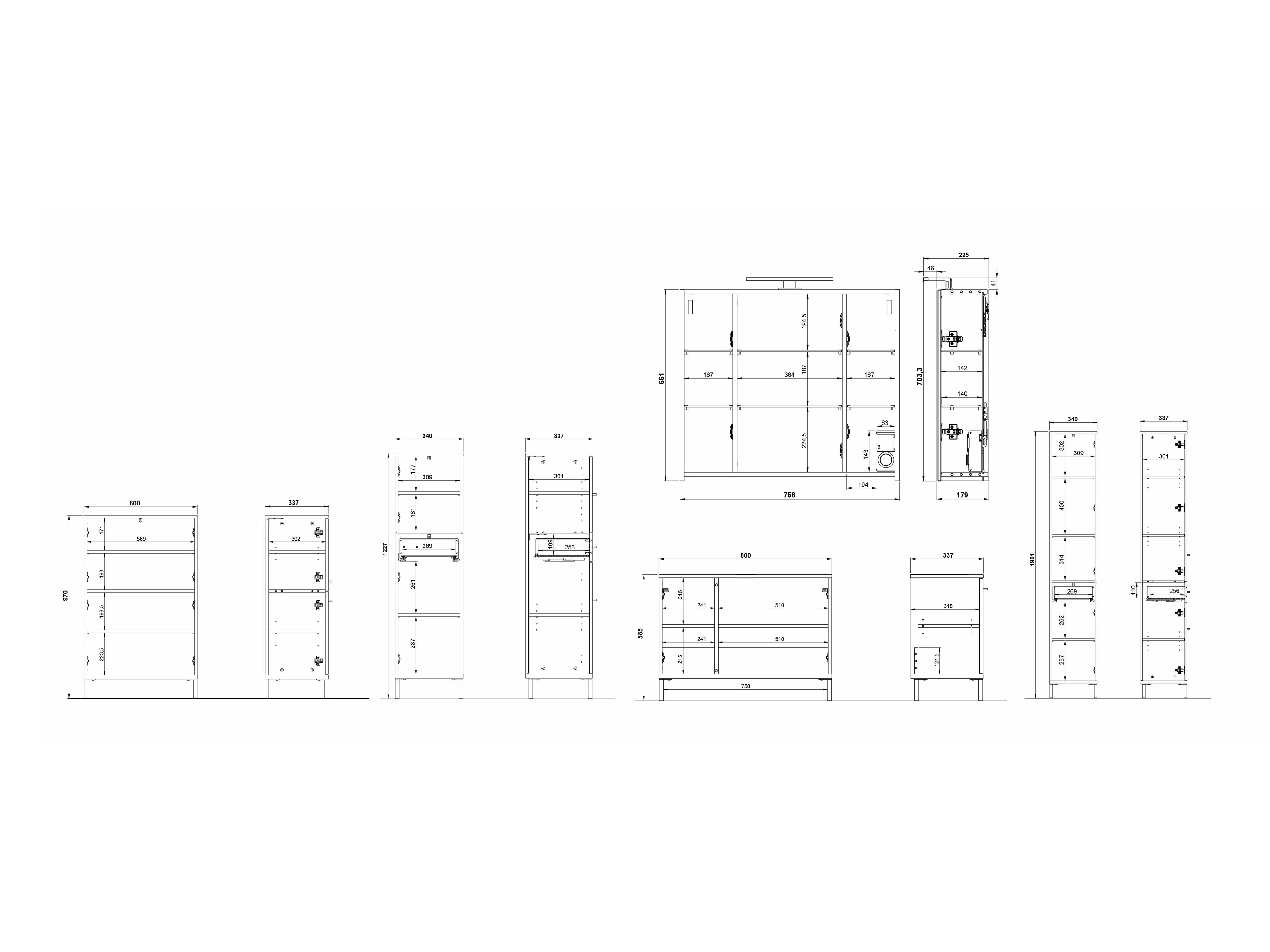 Conjunto de mueble de baño Ruvlevu 104 (Gris claro + Nuez)