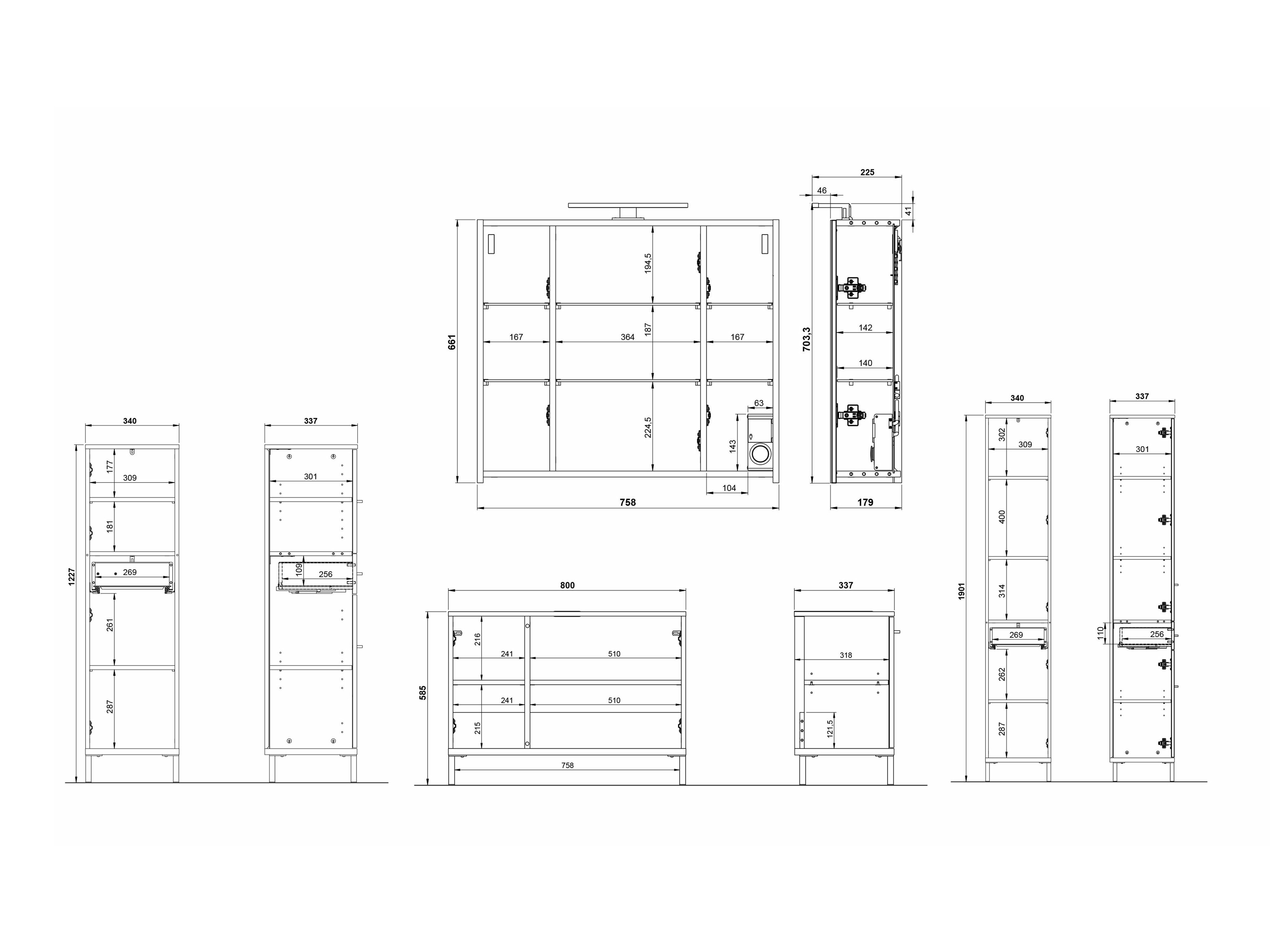 Conjunto de mueble de baño Ruvlevu 105 (Grafito + Navarra roble)