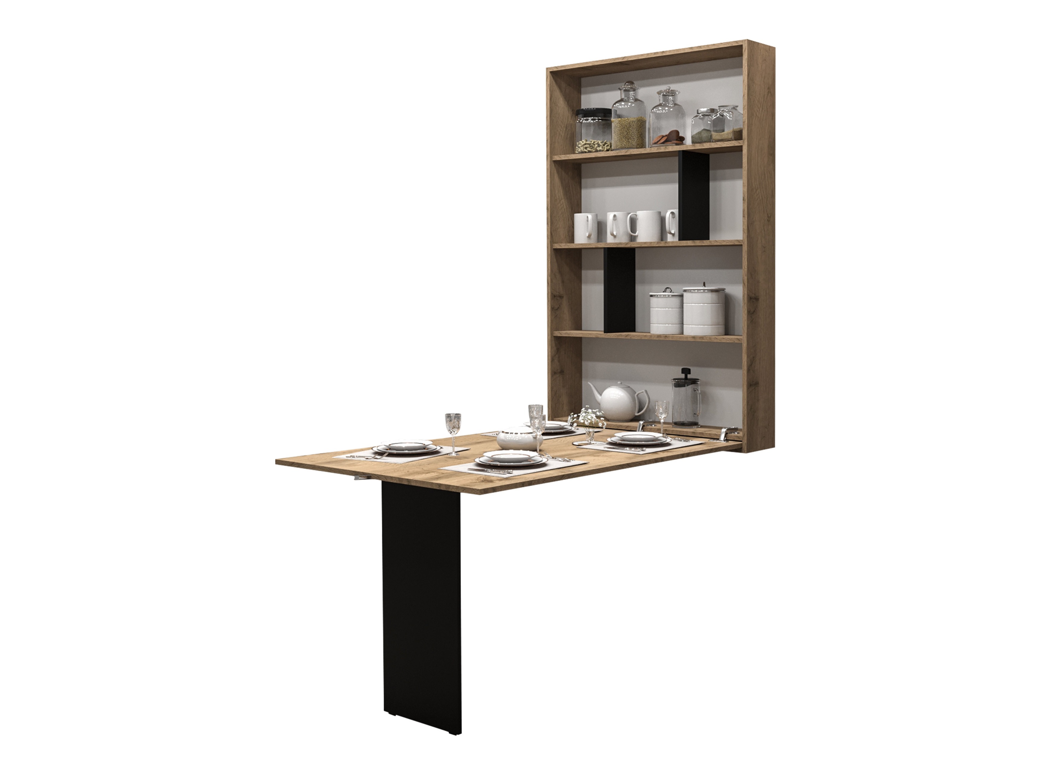 Mesa plegable Hartford 428 (Negro + Roble wotan)