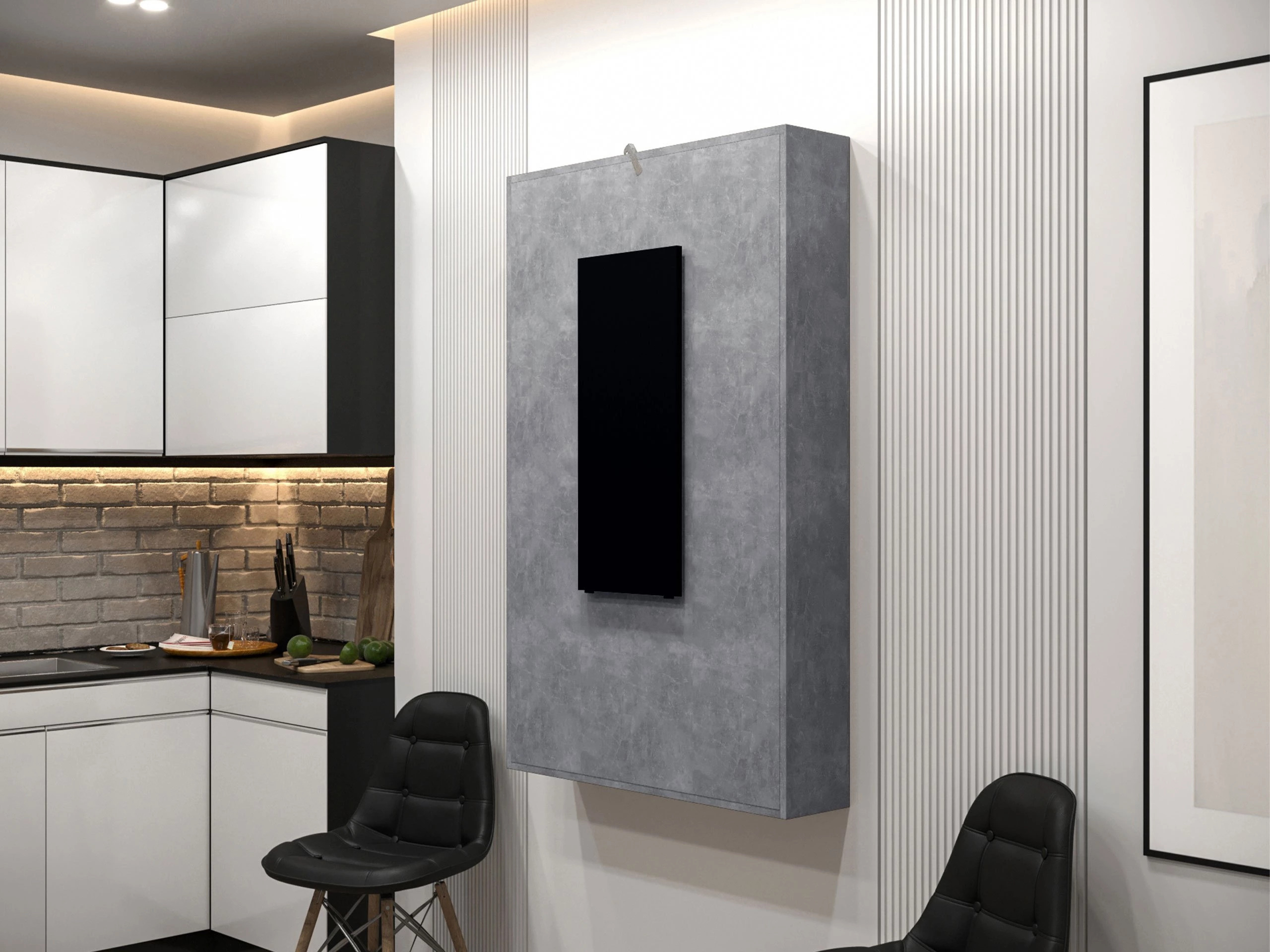 Mesa plegable Pinis III (Negro + Hormigón)