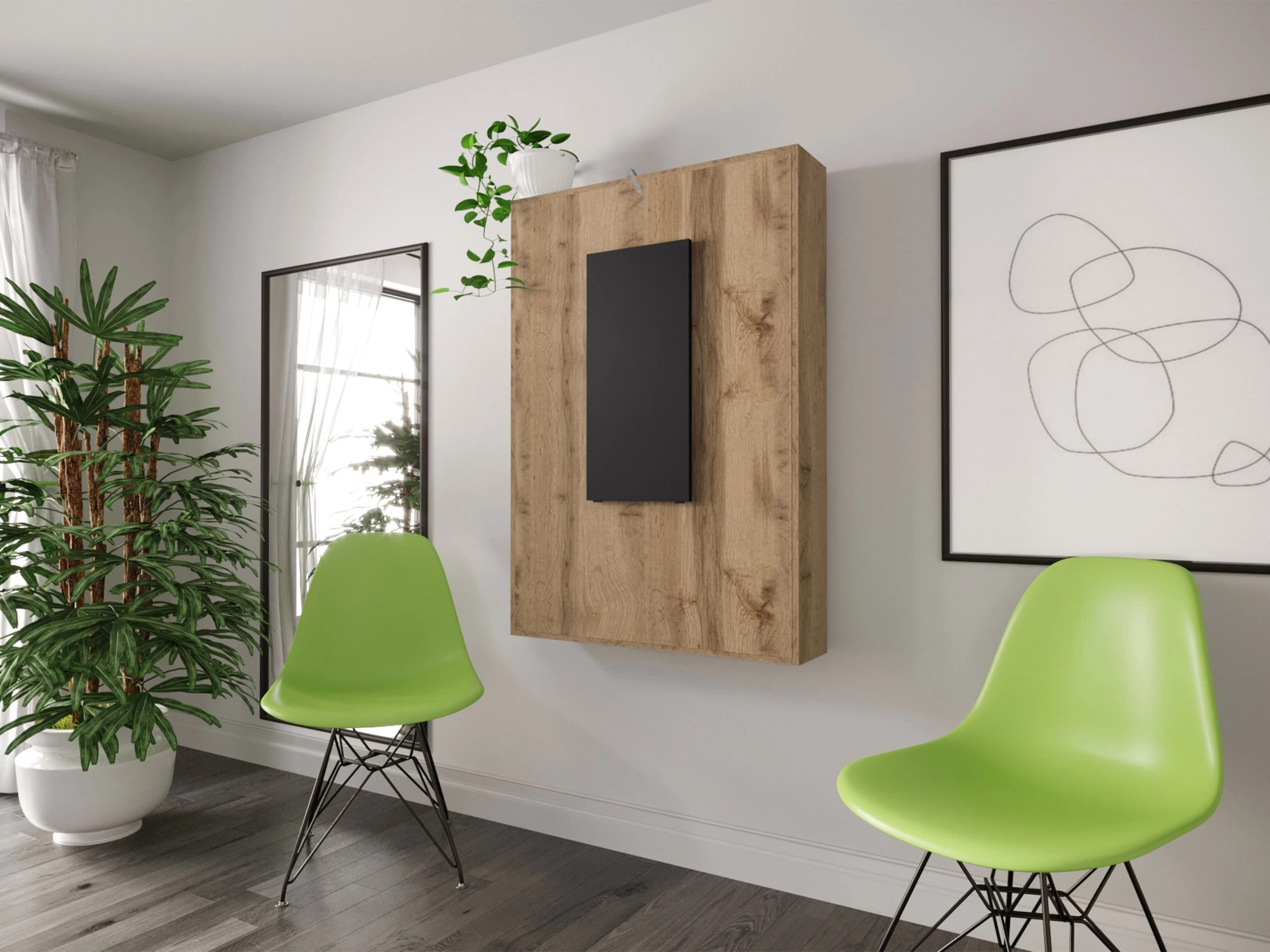 Mesa plegable Pinis III (Negro + Roble wotan)