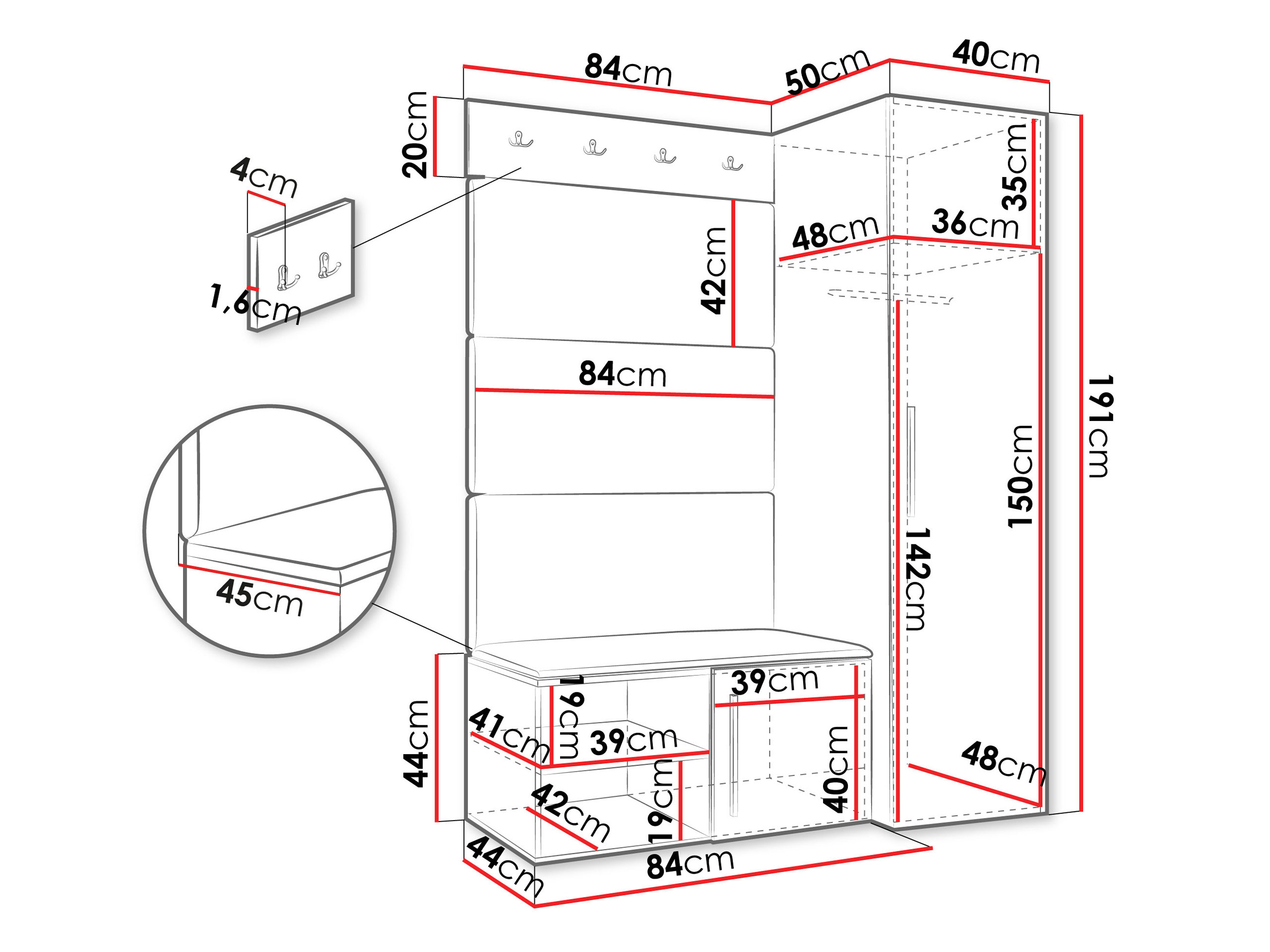 Conjunto para recibidor Hartford 525 (Blanco)