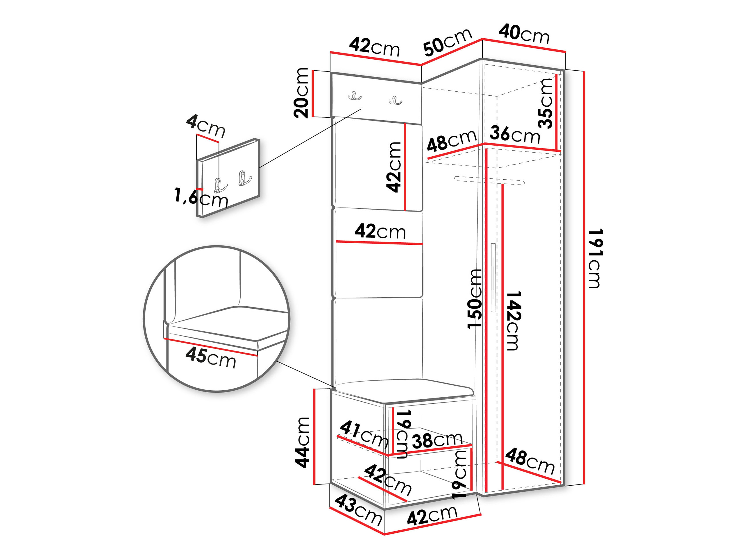 Conjunto para recibidor Nitos III (Blanco)