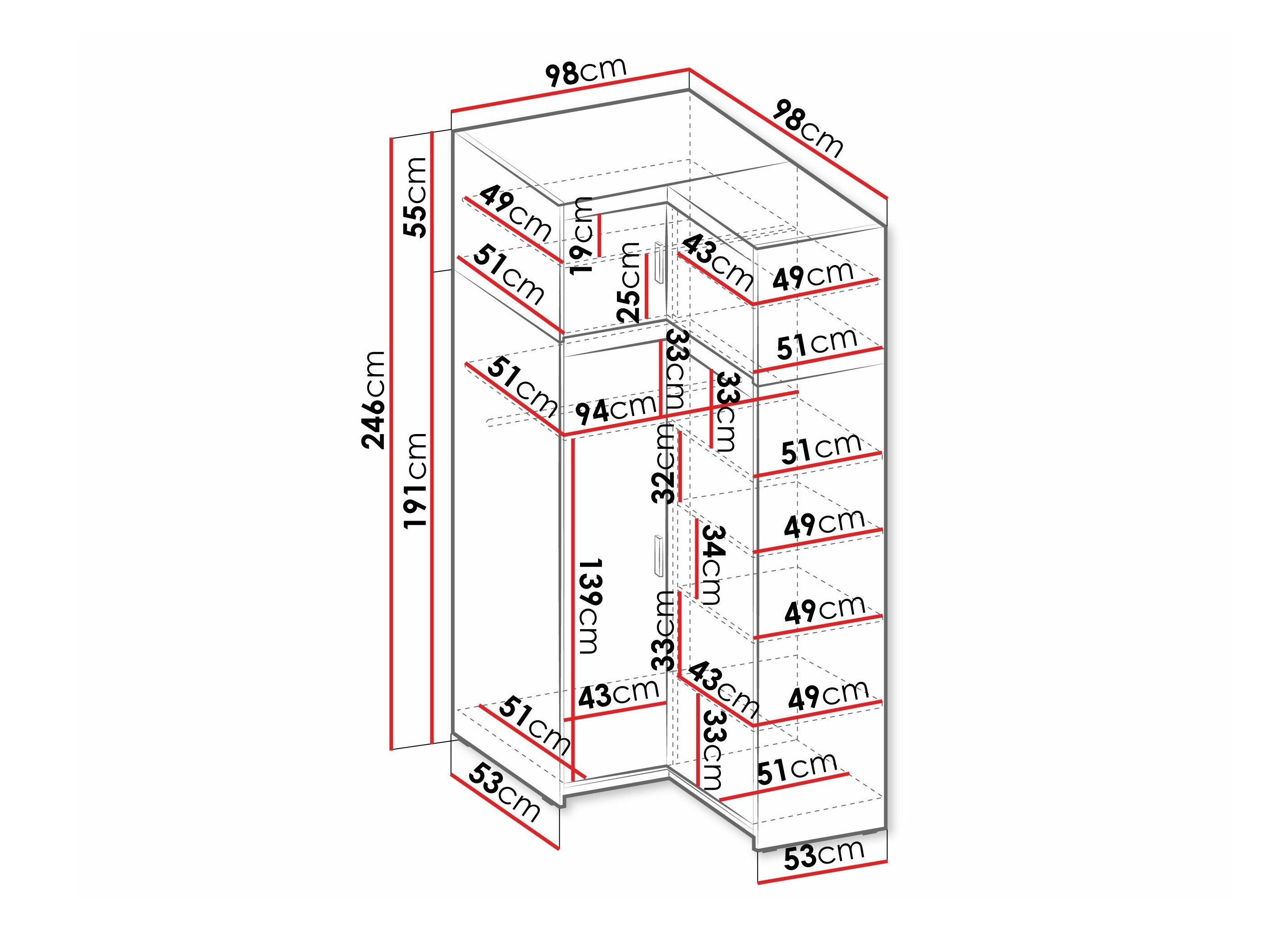 Armario de rincón Novduni 121 (Blanco)