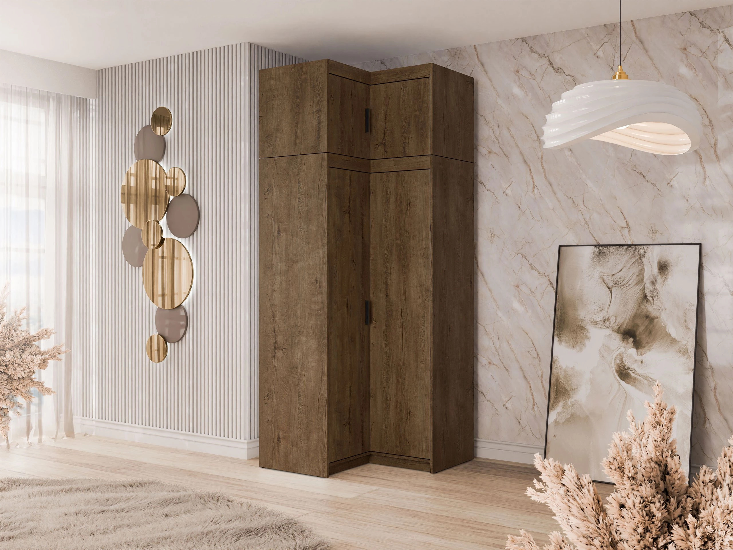 Armario de rincón Novduni 121 (Roble de lefkada)