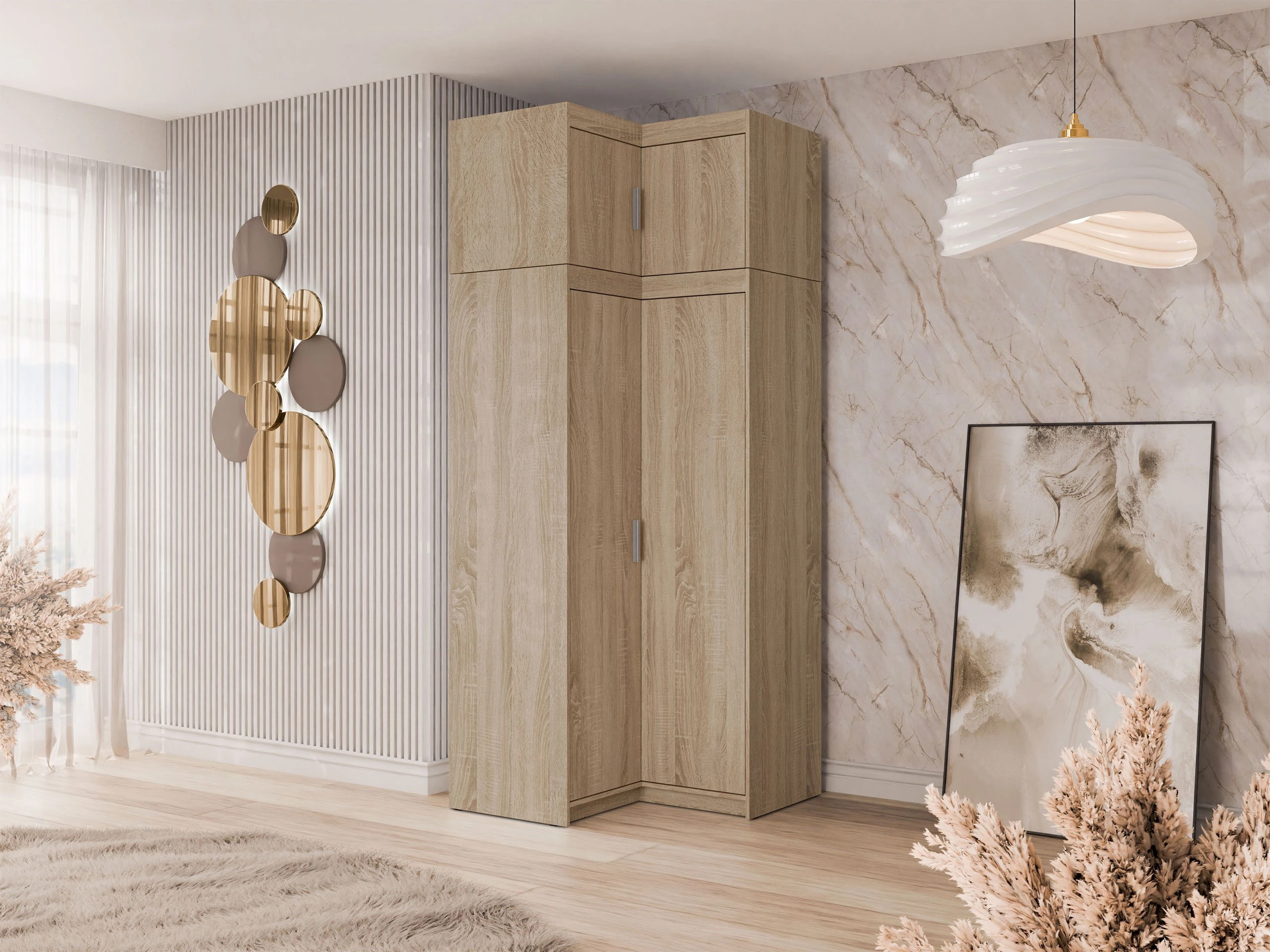 Armario de rincón Novduni 121 (Roble Sonoma)