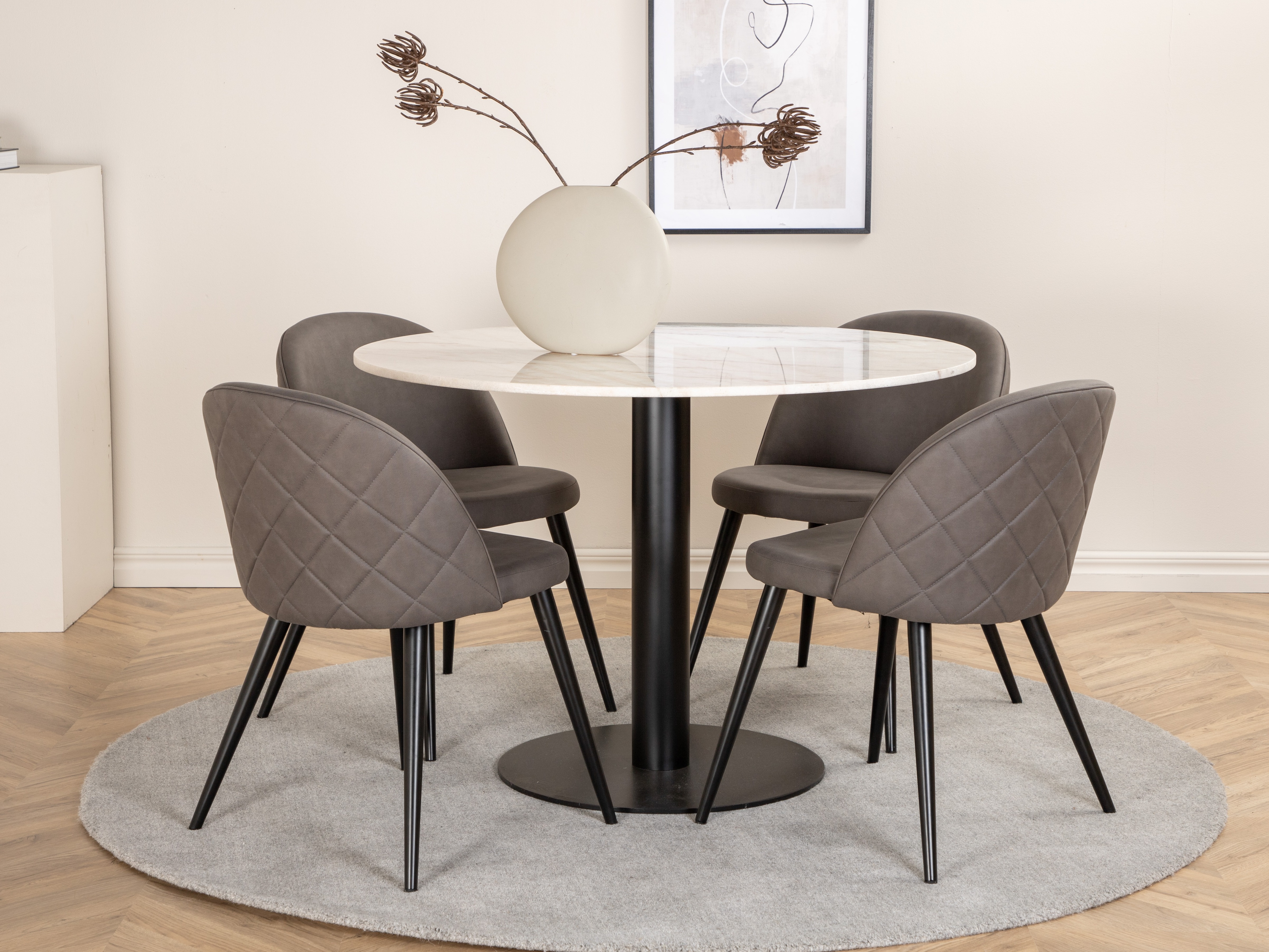 Mesa Dallas 175 (Mármol blanco + Negro)