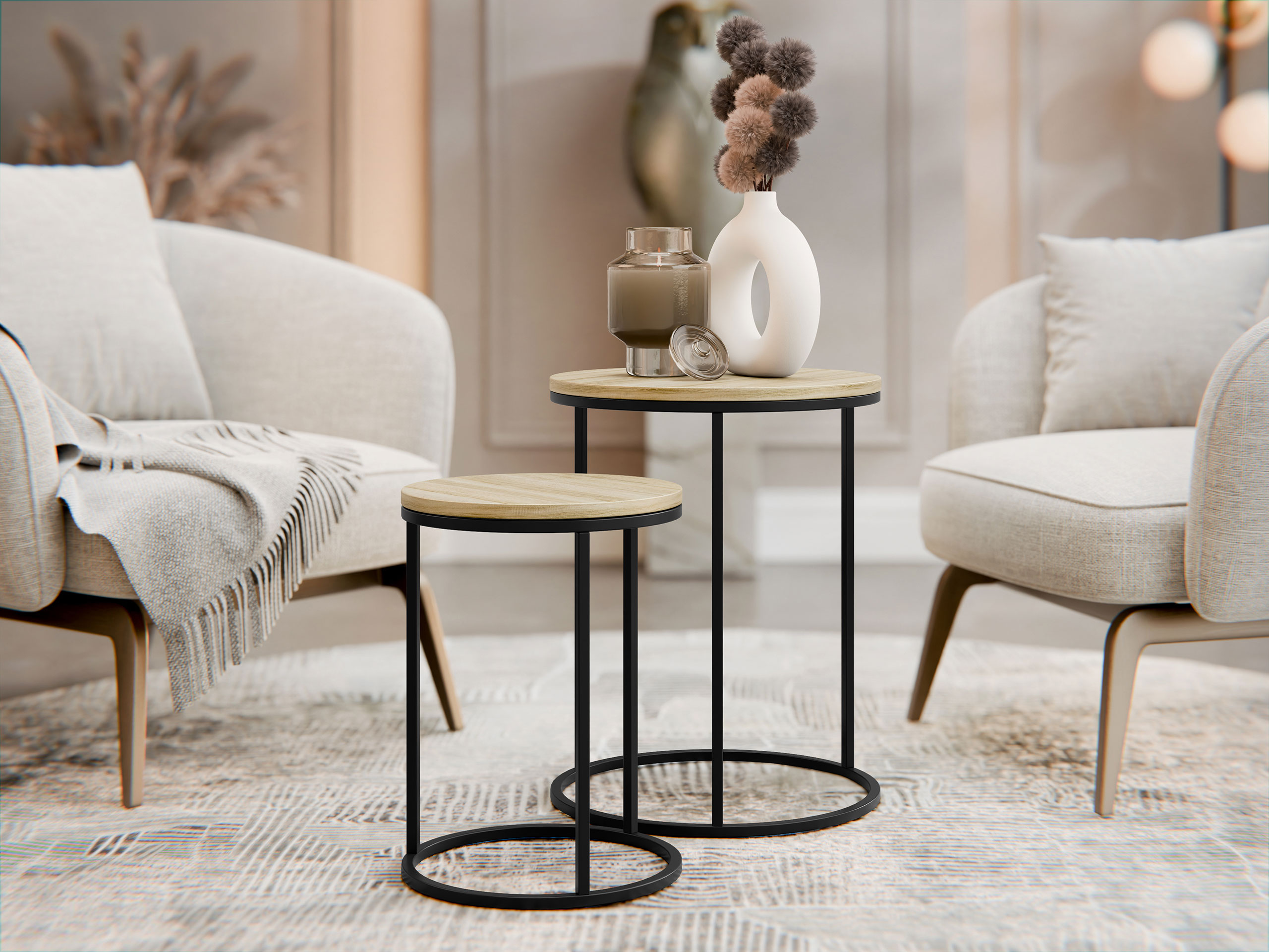 Conjunto de mesas auxiliares Richardson 137 (Luminoso madera)