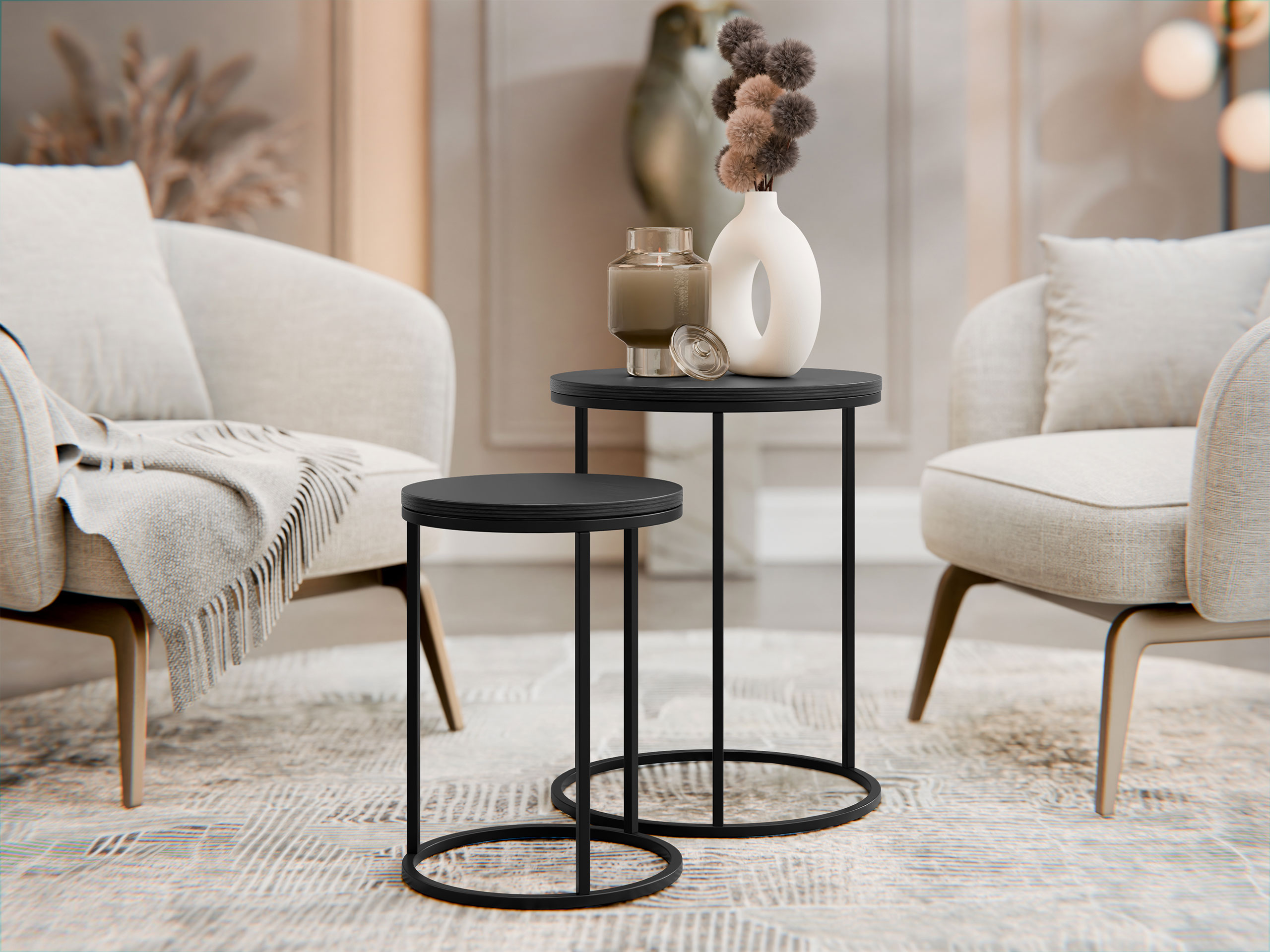 Conjunto de mesas auxiliares Richardson 137 (Negro)