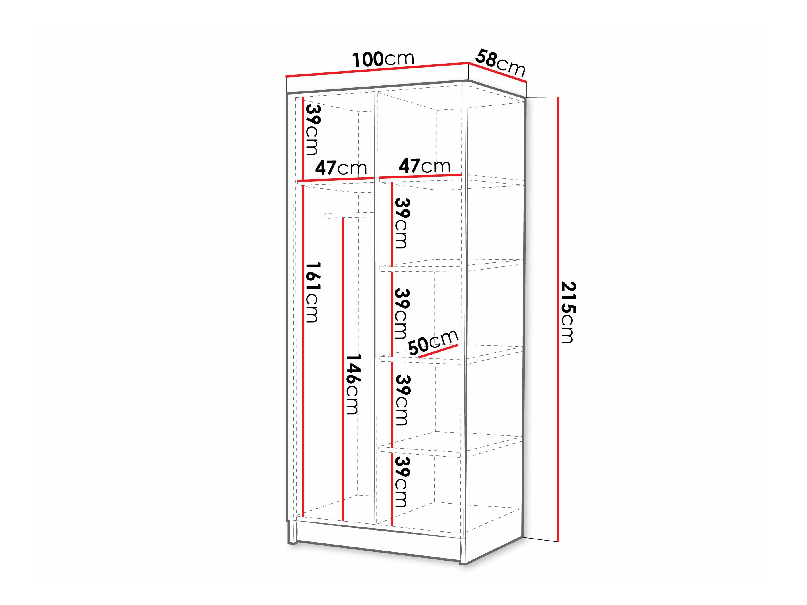 Armario Closico 194 (Blanco + Negro)