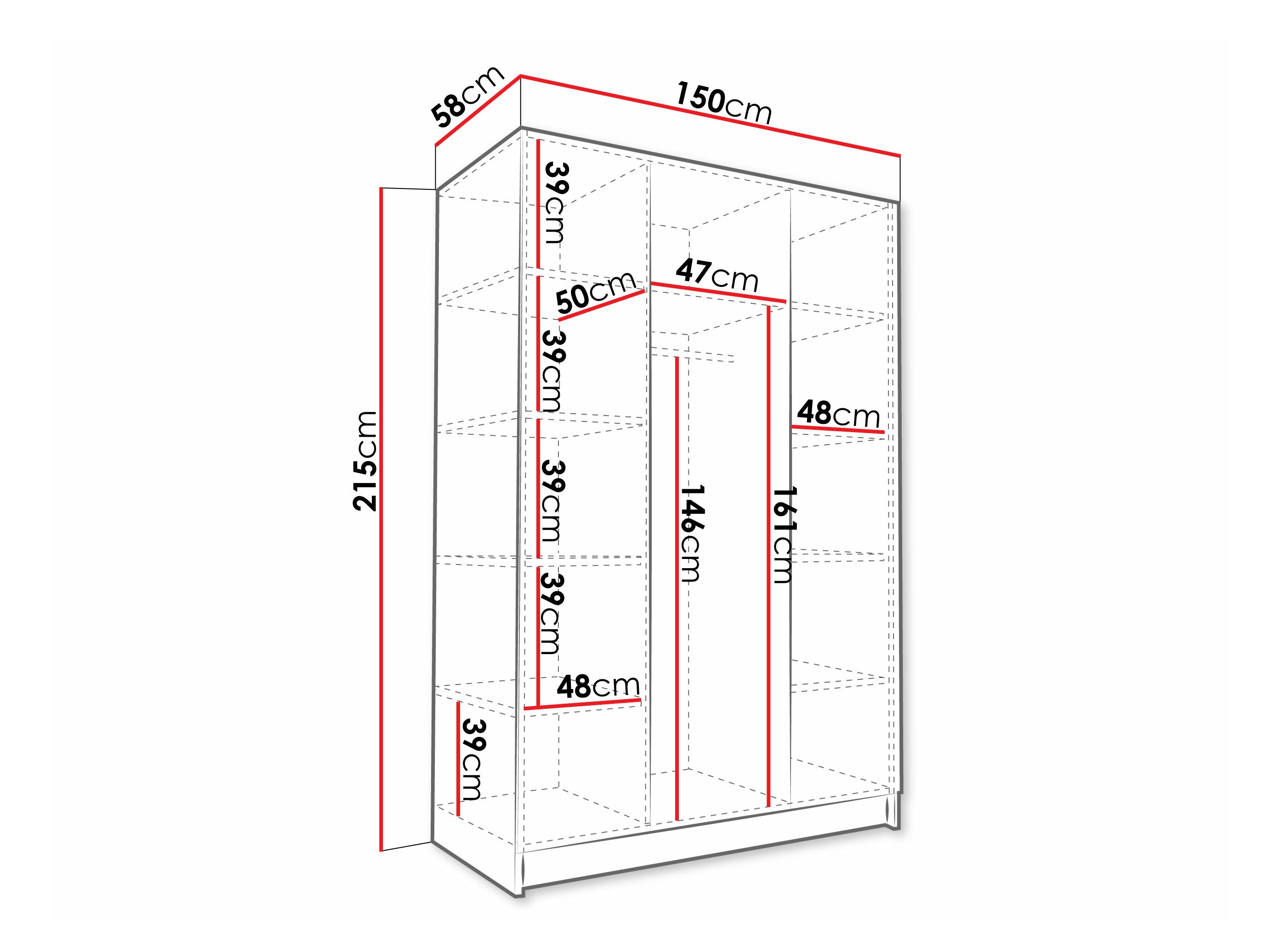 Armario Closico 196 (Blanco + Negro)