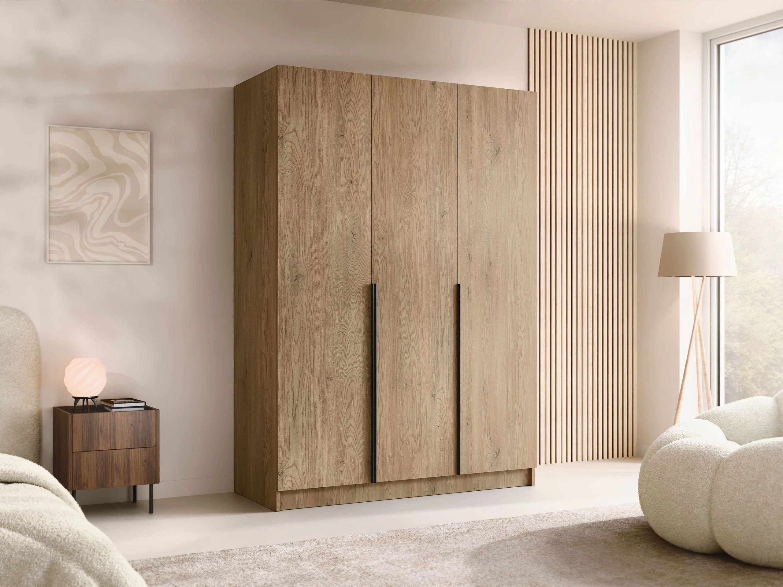 Armario Closico Decoron I (Luminoso madera + Negro)