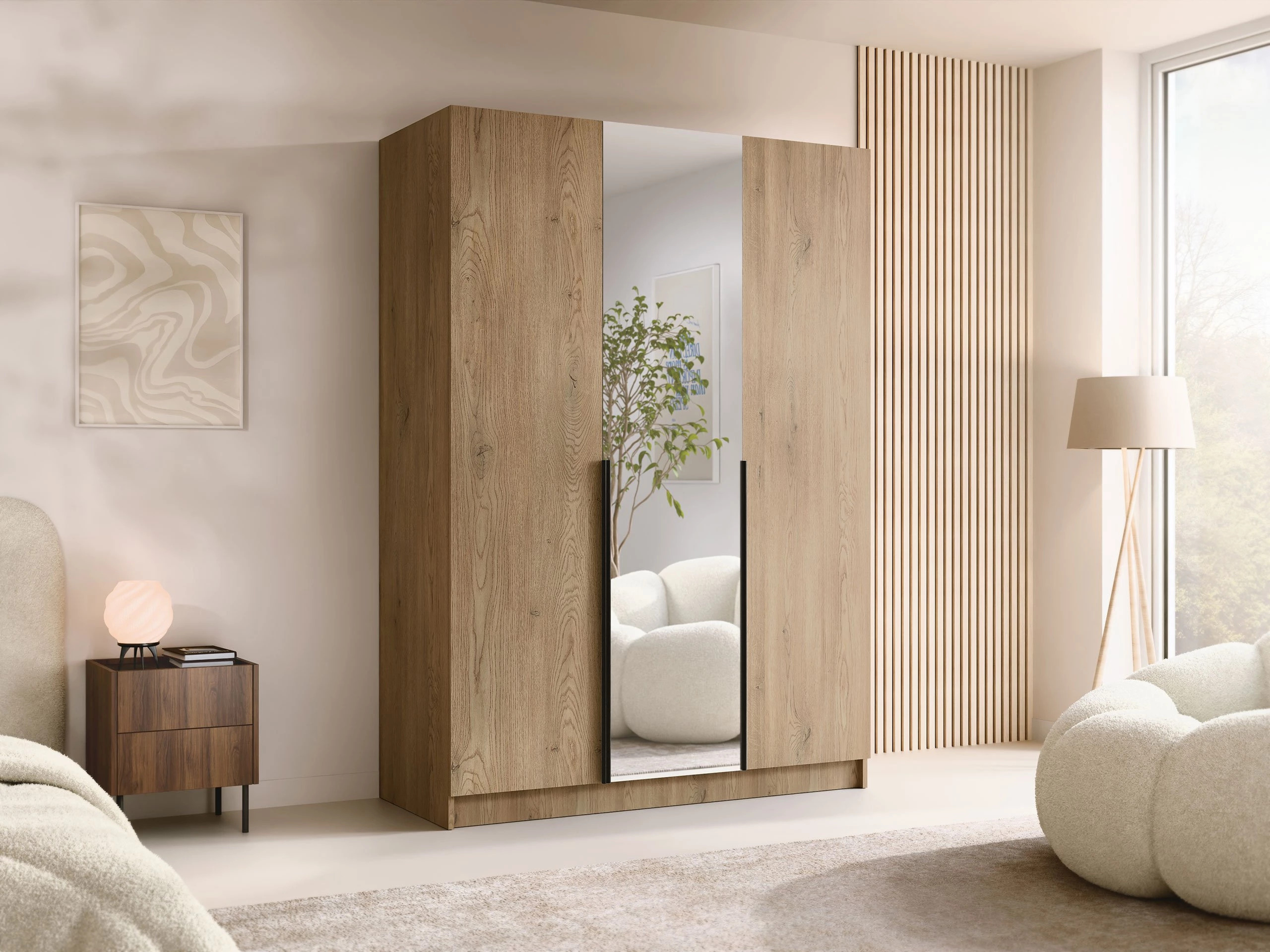 Armario Closico Decoron II (Luminoso madera + Negro)