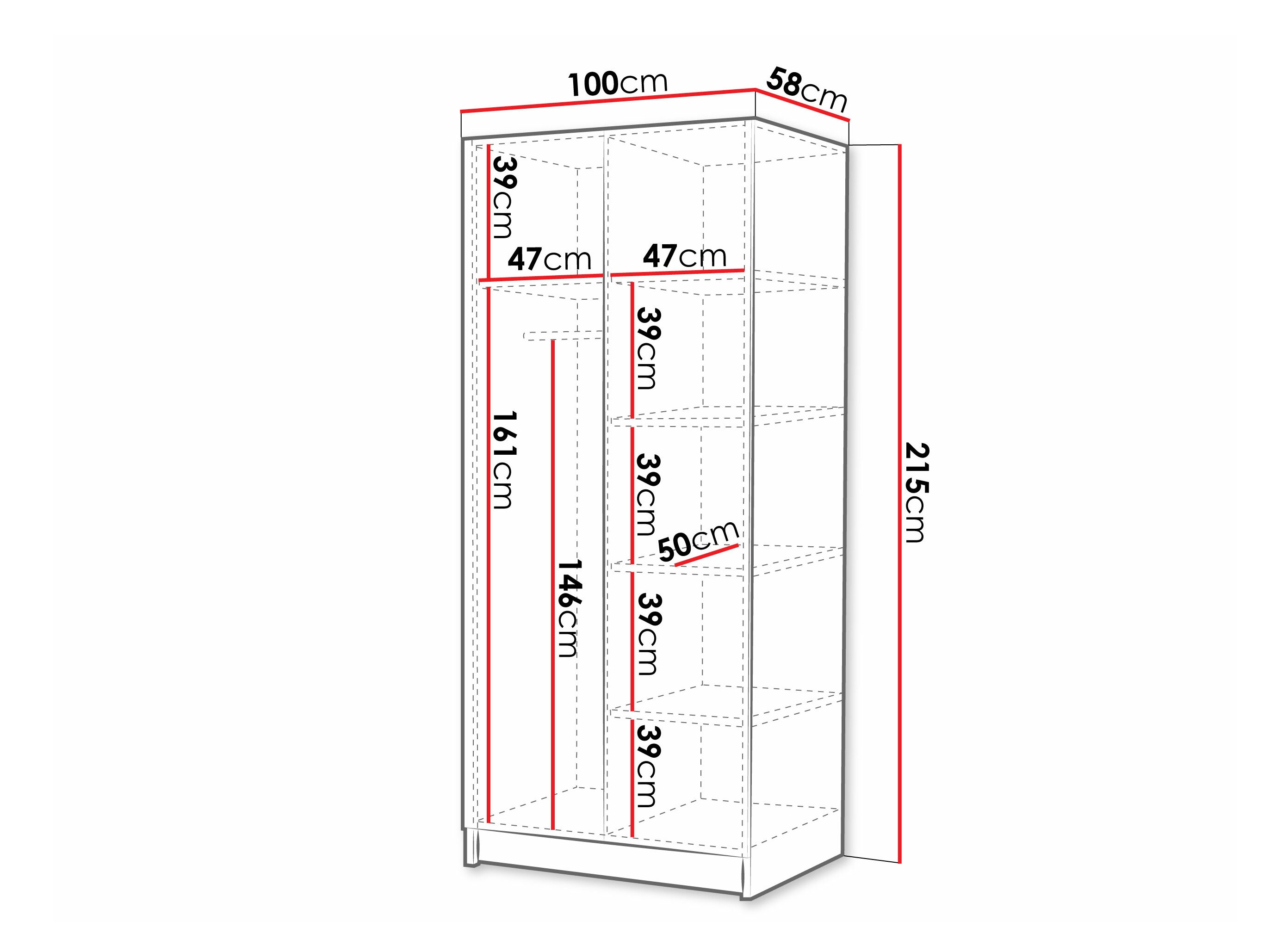 Armario Closico Staton III (Blanco + Negro)