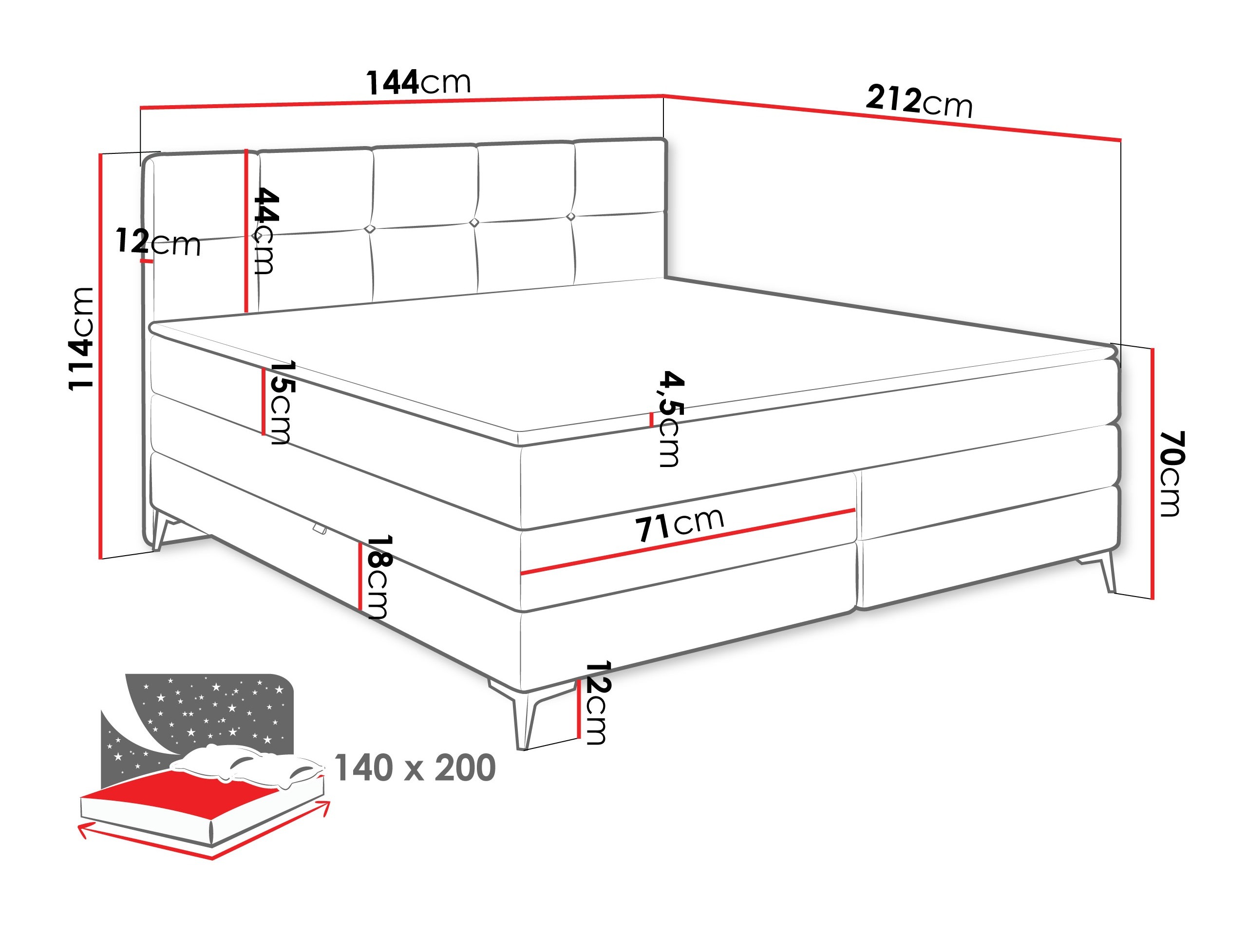 Cama continental Reston 100