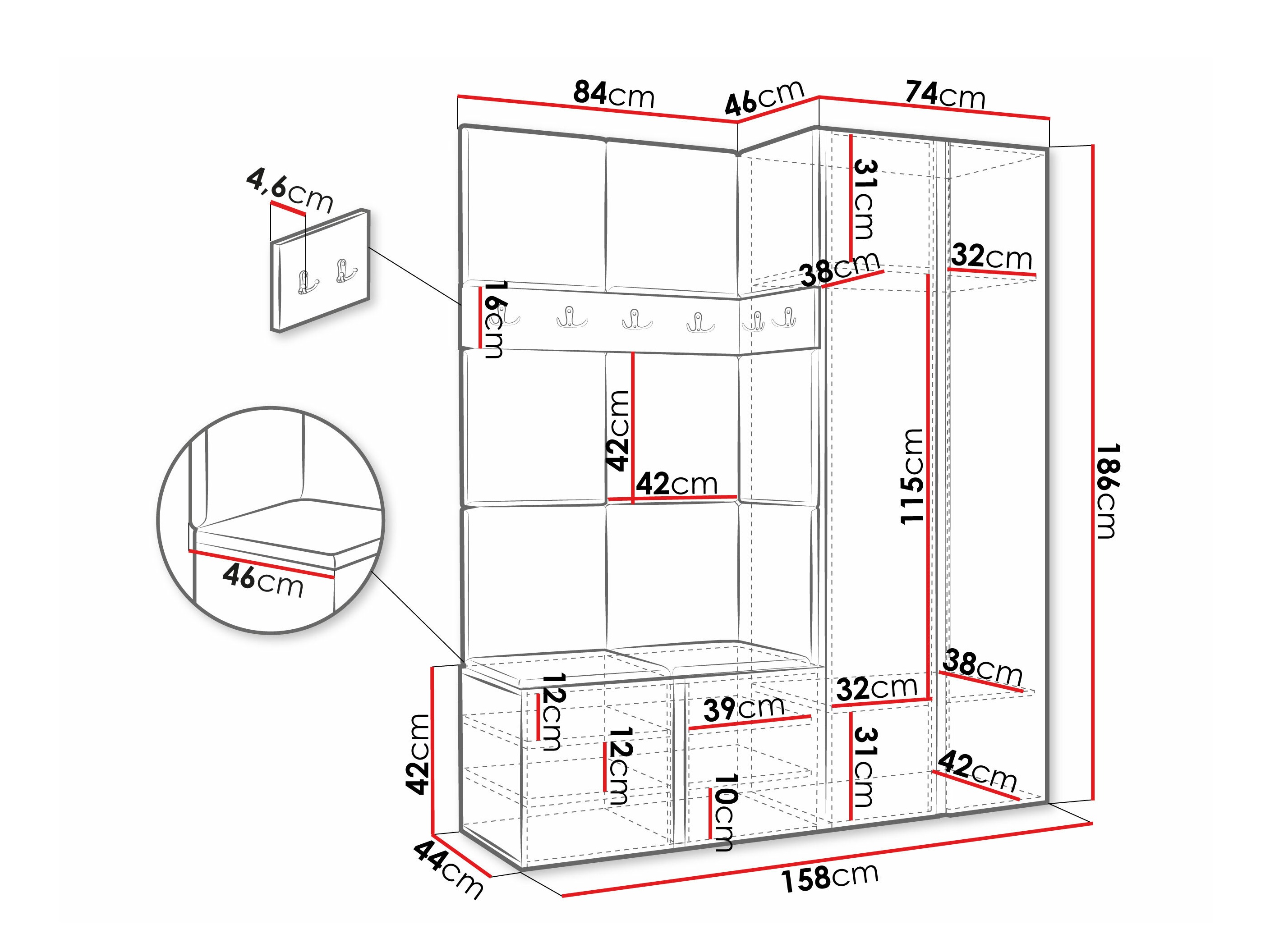 Conjunto para recibidor Pinis III (Blanco)