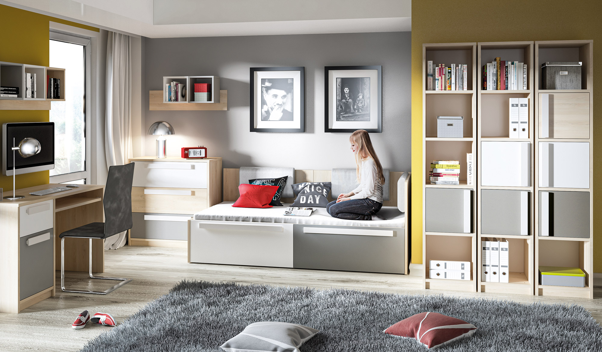 Estantería de pared Tivruve 112 (Gris)